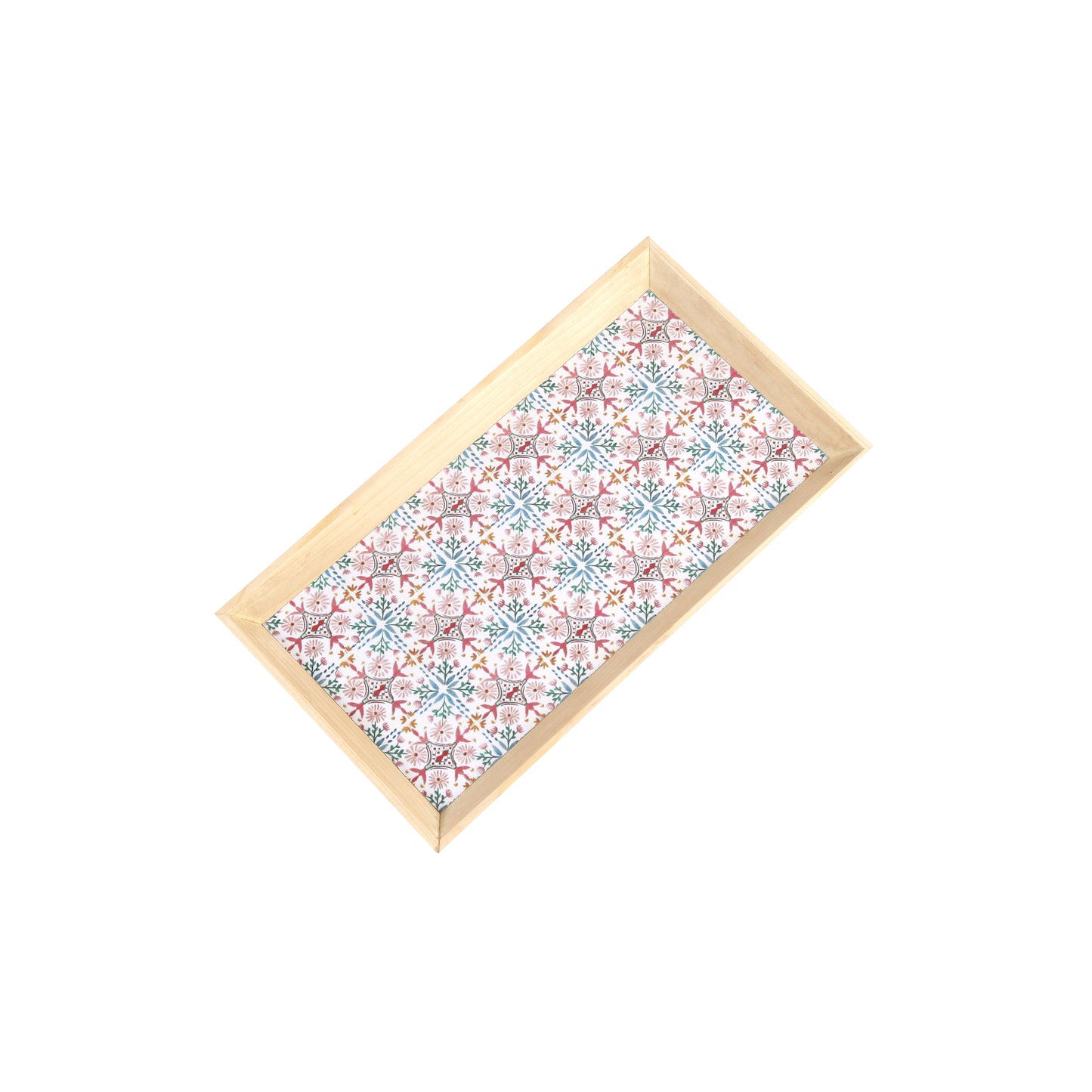 A Tiny Mistake Turkish Pink Tiles Rectangle Wooden Serving Tray, 35 x 20 x 2 cm