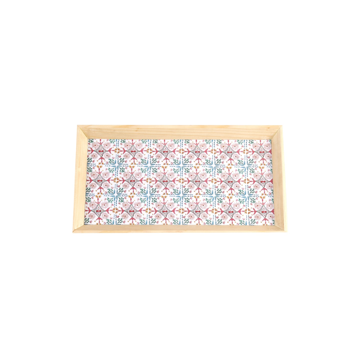 A Tiny Mistake Turkish Pink Tiles Rectangle Wooden Serving Tray, 35 x 20 x 2 cm