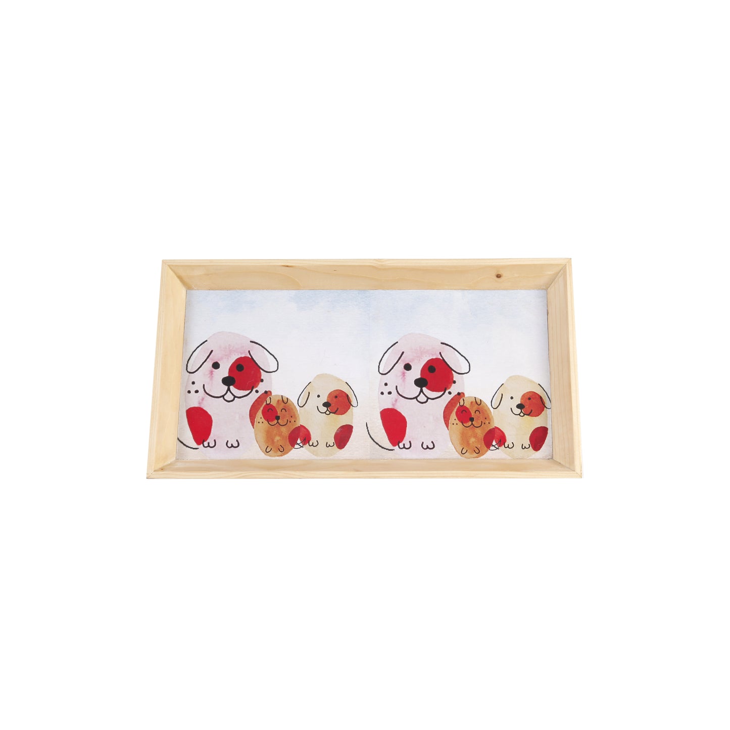 A Tiny Mistake Happy Dogs Rectangle Wooden Serving Tray, 35 x 20 x 2 cm