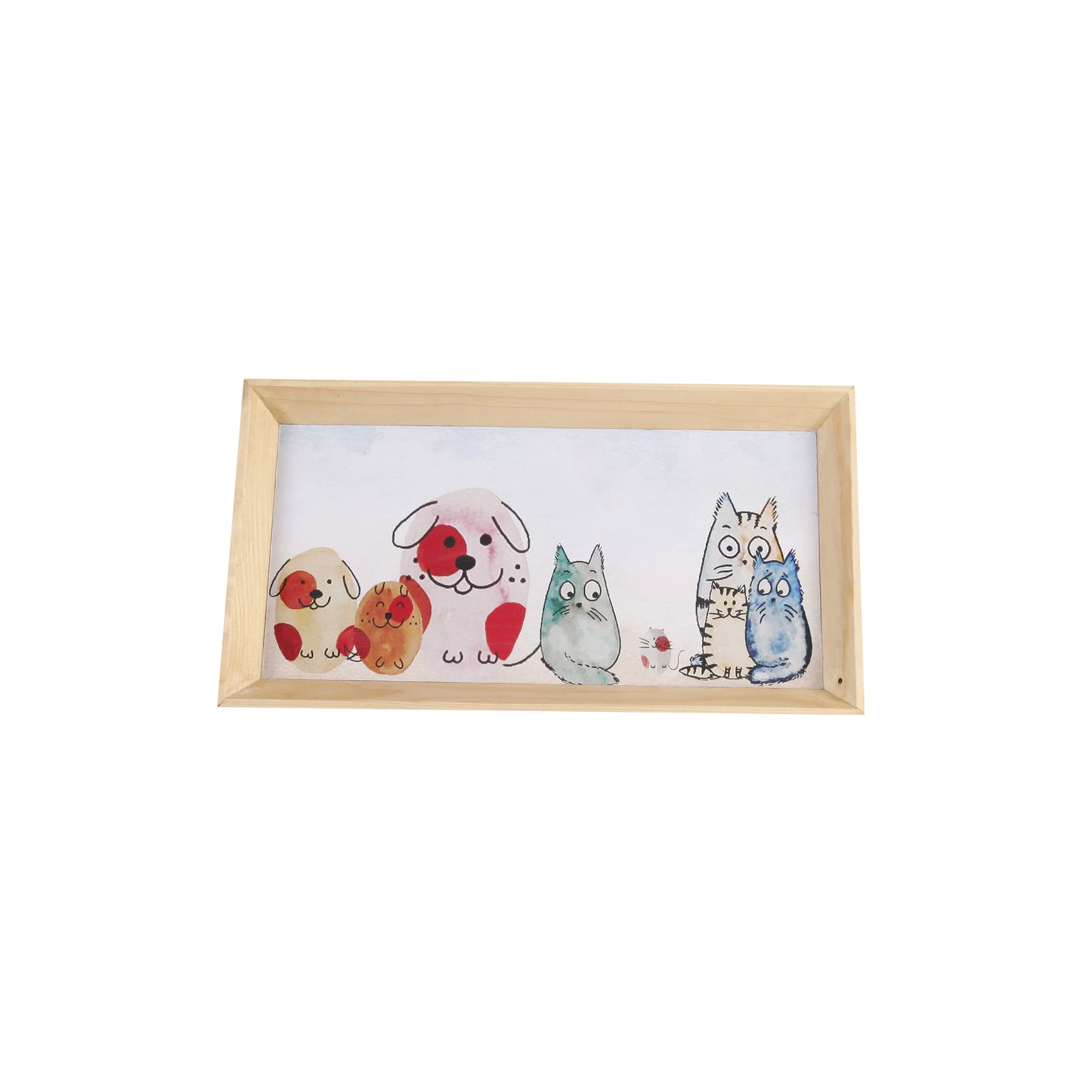 A Tiny Mistake Happy Cats Rectangle Wooden Serving Tray, 35 x 20 x 2 cm