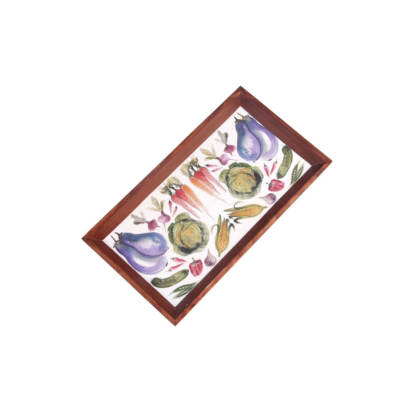 A Tiny Mistake Vegetables Rectangle Wooden Serving Tray, 35 x 20 x 2 cm