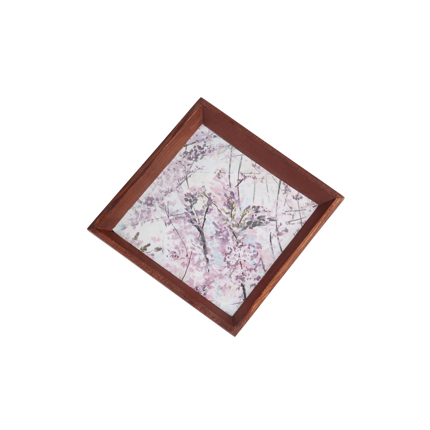 A Tiny Mistake Wisteria Small Square Wooden Serving Tray, 18 x 18 x 2 cm