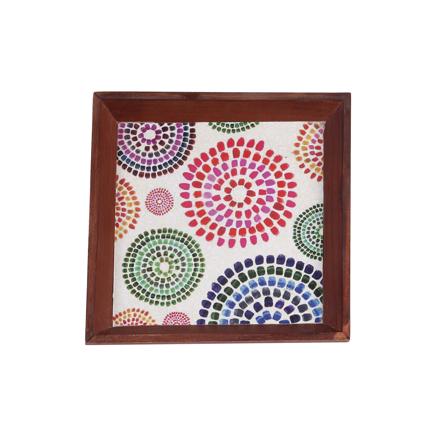 A Tiny Mistake Mandala Small Square Wooden Serving Tray, 18 x 18 x 2 cm