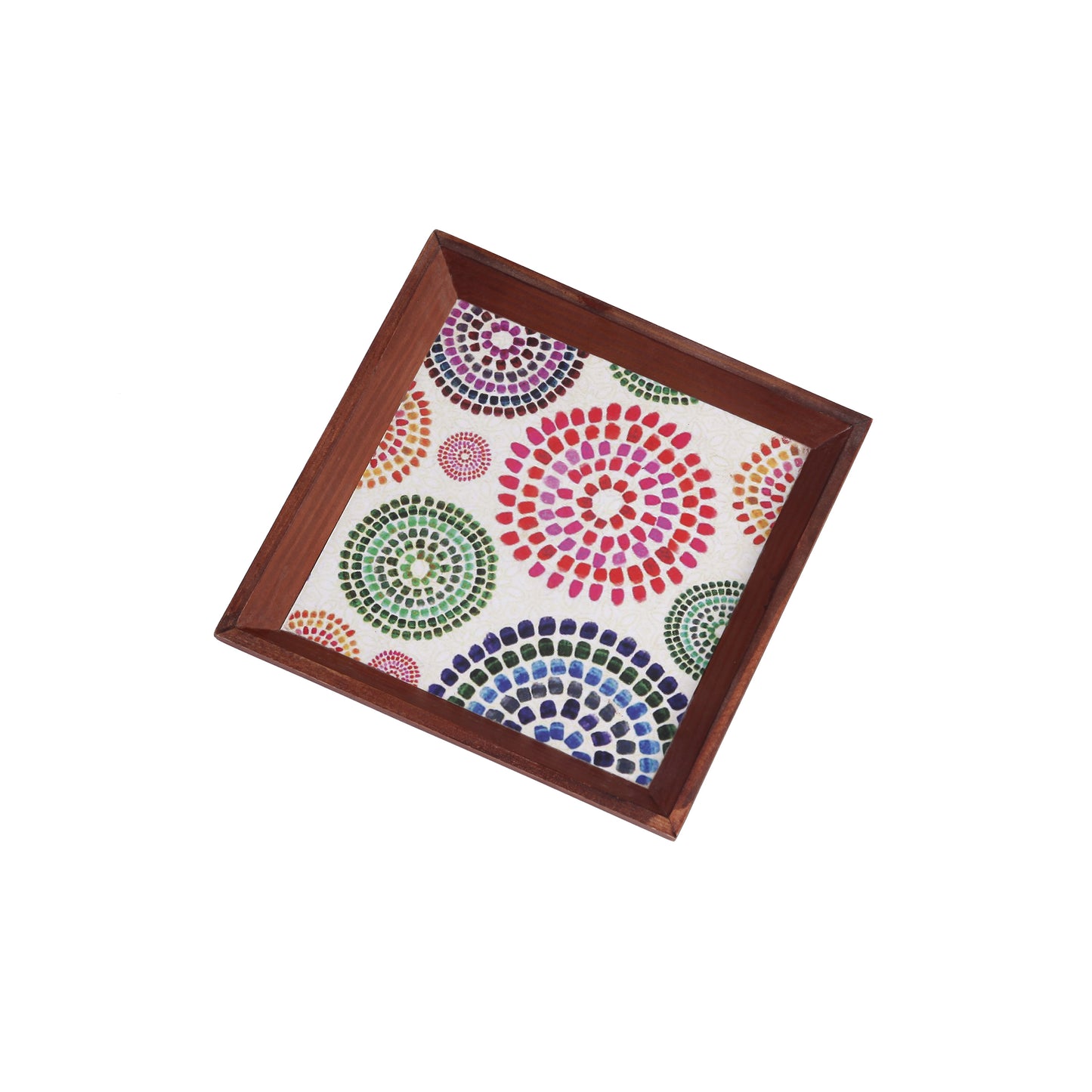 A Tiny Mistake Mandala Small Square Wooden Serving Tray, 18 x 18 x 2 cm