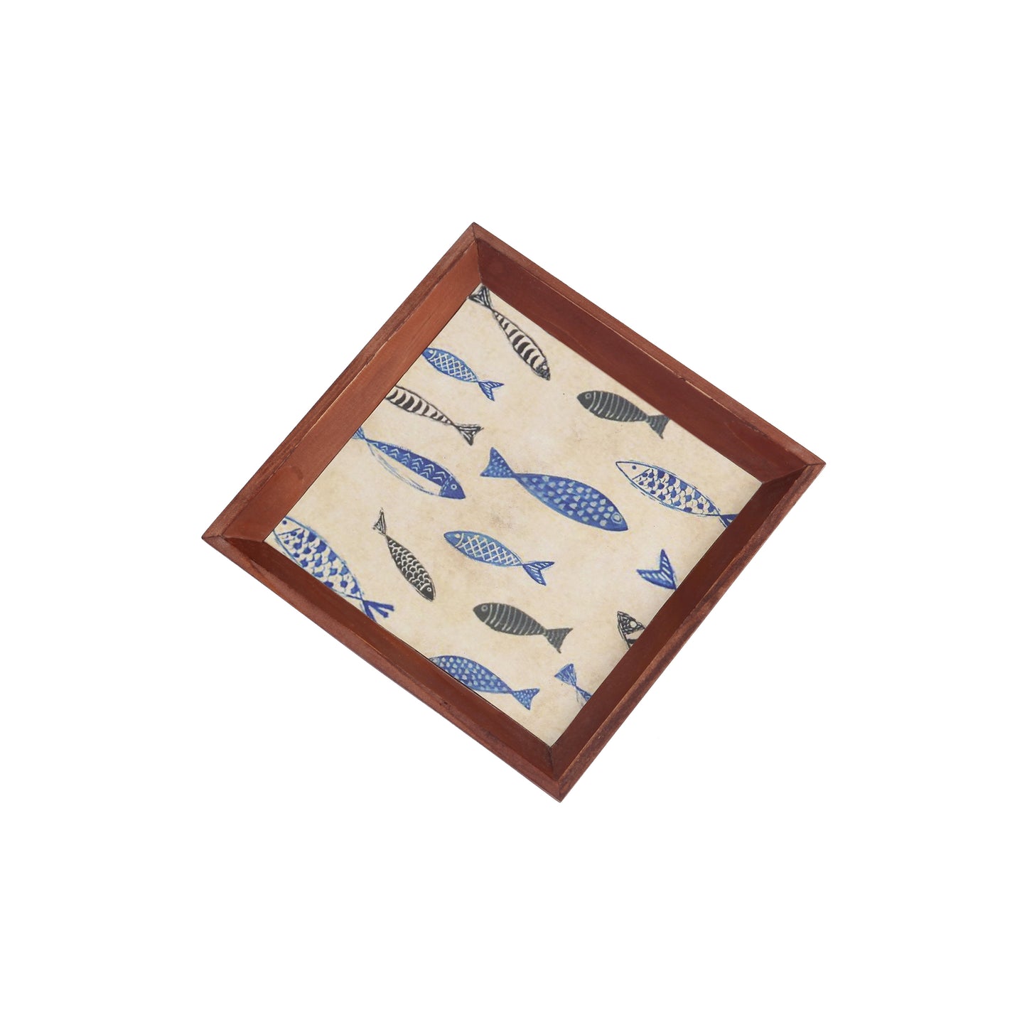 A Tiny Mistake Fish Small Square Wooden Serving Tray, 18 x 18 x 2 cm