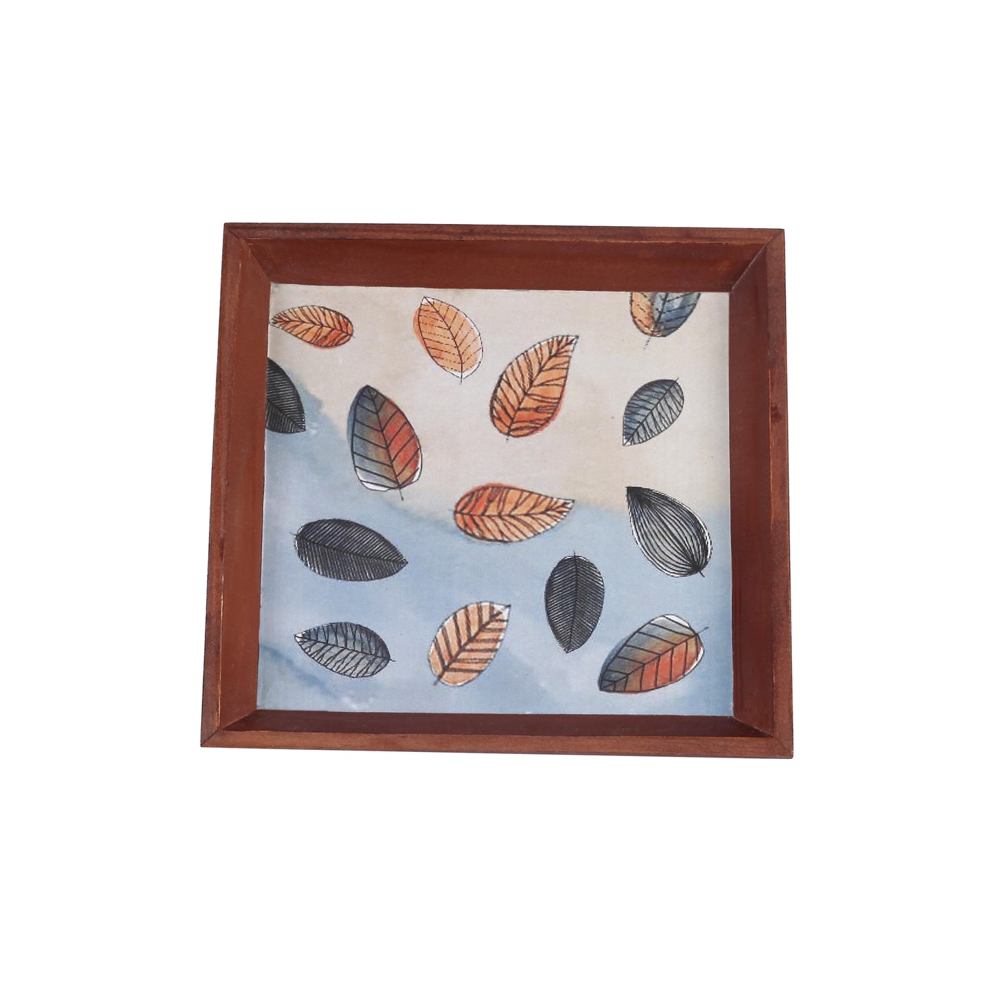 A Tiny Mistake Fall Leaves Small Square Wooden Serving Tray, 18 x 18 x 2 cm