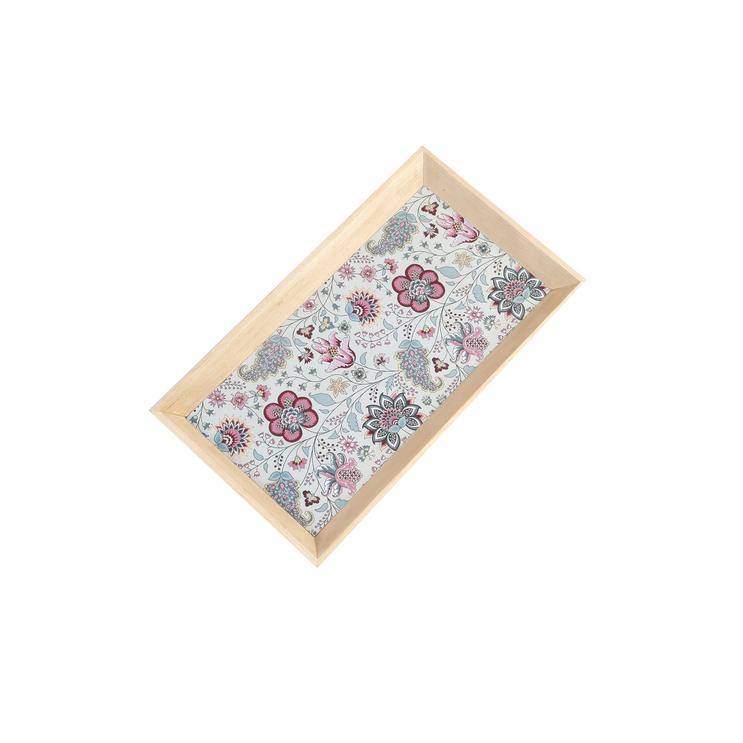 A Tiny Mistake Kalamkari Pastel Rectangle Wooden Serving Tray, 35 x 20 x 2 cm