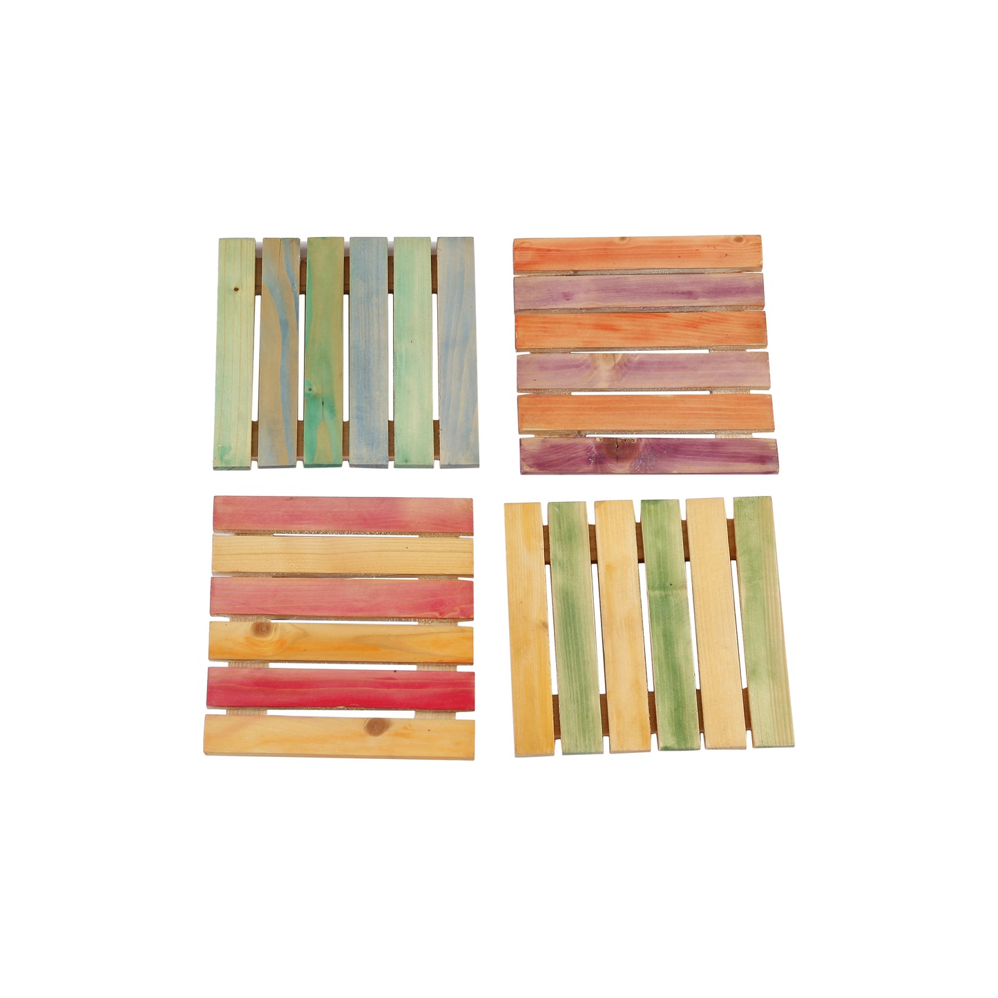 A Tiny Mistake Pine Wood Trivets, Place Mats, Table Accessory, Serveware, Set of 4 Trivets, Coasters for The Table, 15.9 x 15.3 x 1.5 cm (Multicoloured)