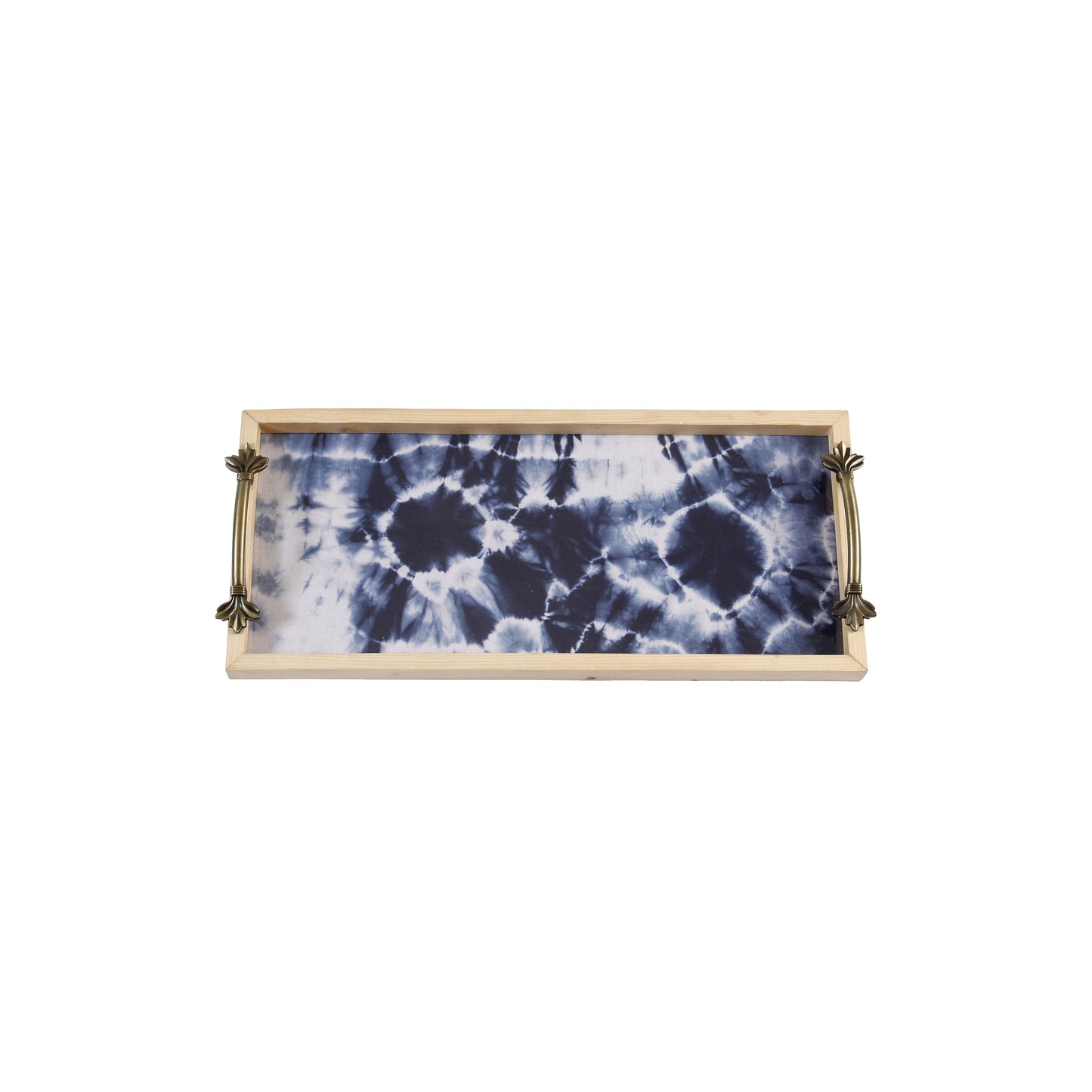 A Tiny Mistake Shibori Pine Tray with Handle Serving Pine Wood Tray