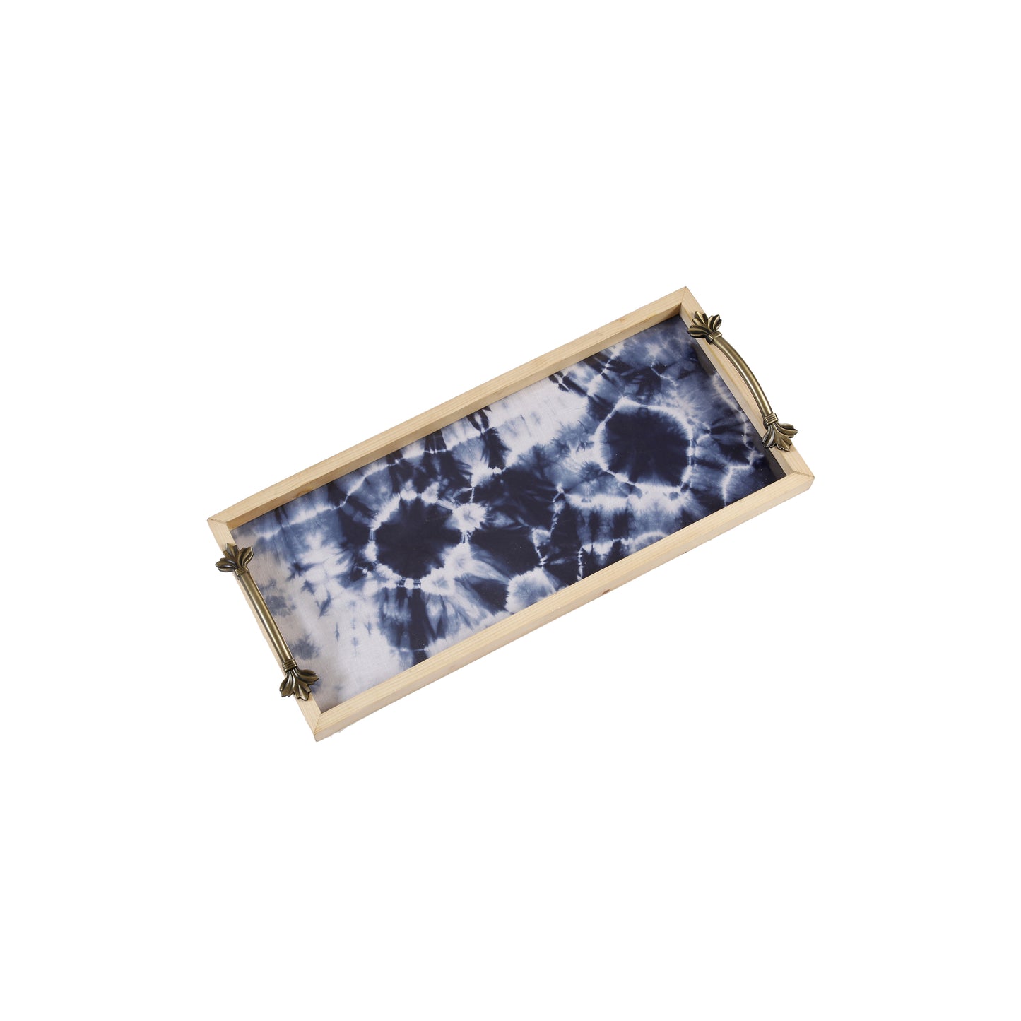 A Tiny Mistake Shibori Pine Tray with Handle Serving Pine Wood Tray