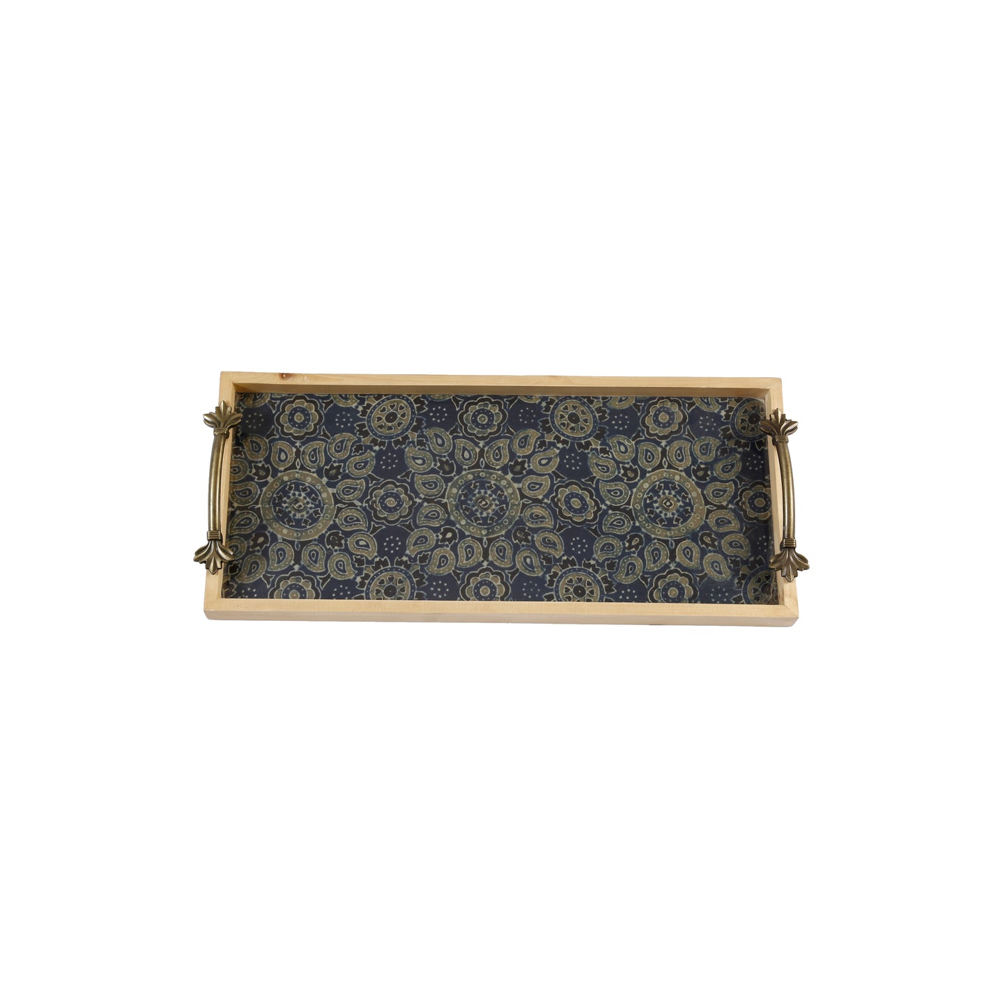 A Tiny Mistake Blue Modal Pine Tray with Handle Serving Pine Wood Tray