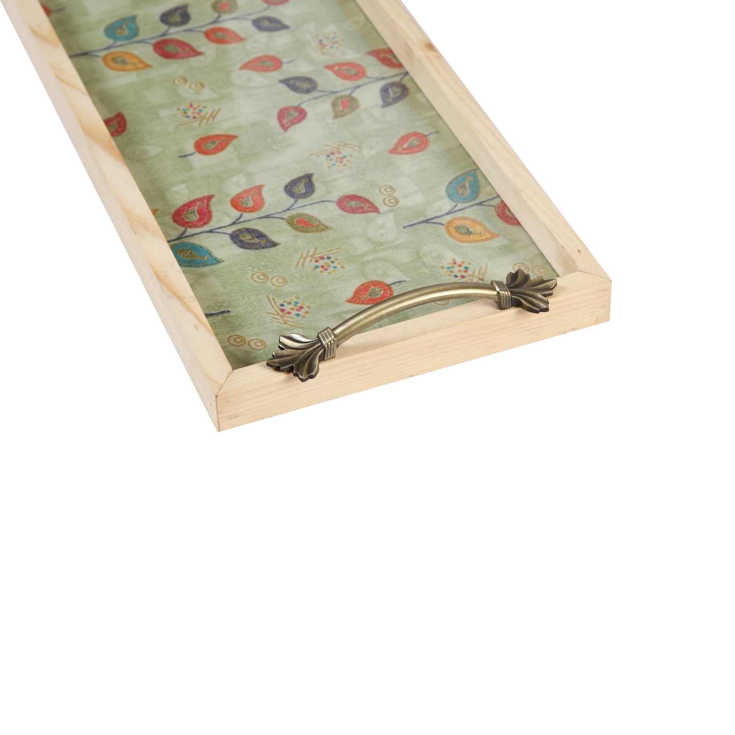 A Tiny Mistake Bela Green Pine Tray with Handle Serving Pine Wood Tray