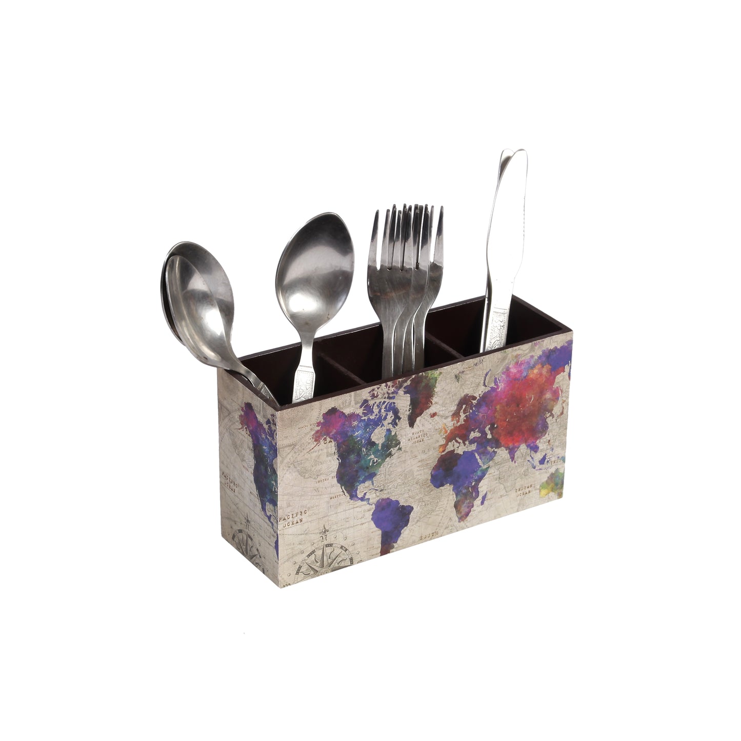 A Tiny Mistake Atlas Wooden Cutlery Holder, 18 x 10 x 6.5 cm