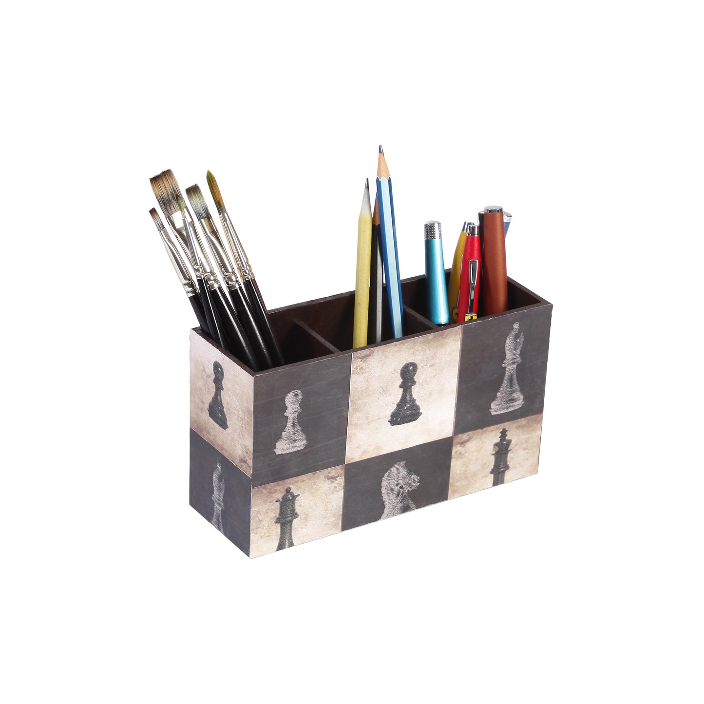 A Tiny Mistake Chess Wooden Cutlery Holder, 18 x 10 x 6.5 cm