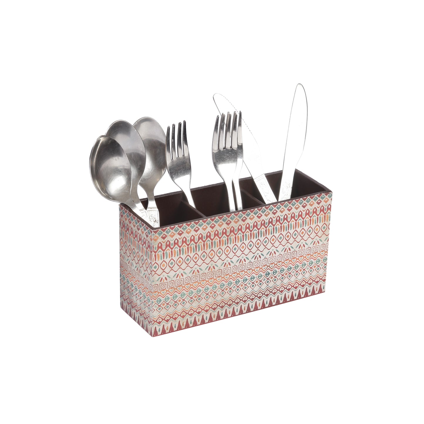 A Tiny Mistake Aztec Wooden Cutlery Holder, 18 x 10 x 6.5 cm