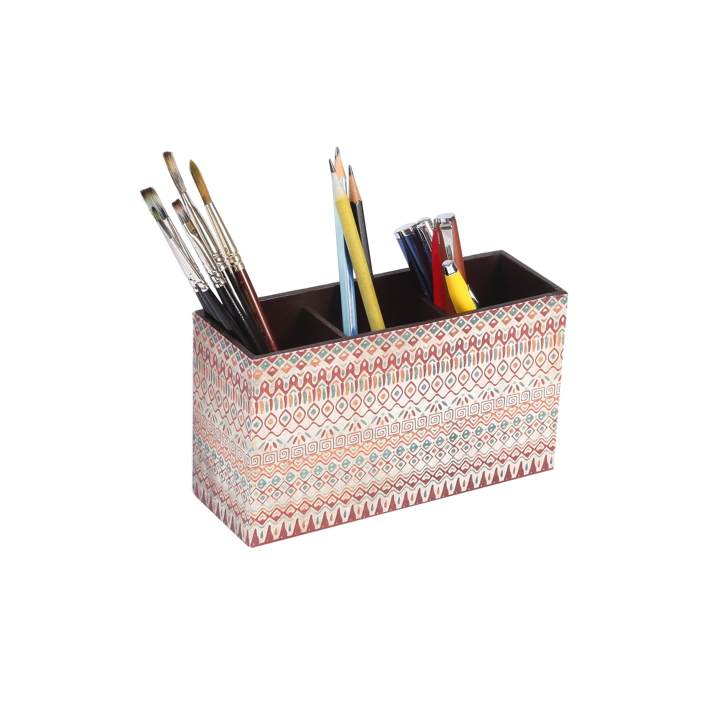 A Tiny Mistake Aztec Wooden Cutlery Holder, 18 x 10 x 6.5 cm