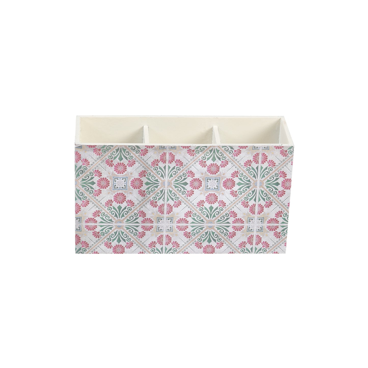 A Tiny Mistake Turkish Pink Tiles Wooden Cutlery Holder, 18 x 10 x 6.5 cm