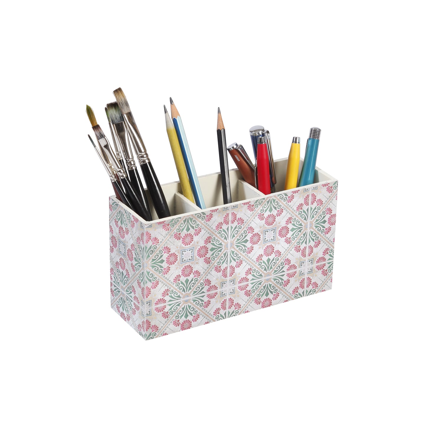 A Tiny Mistake Turkish Pink Tiles Wooden Cutlery Holder, 18 x 10 x 6.5 cm