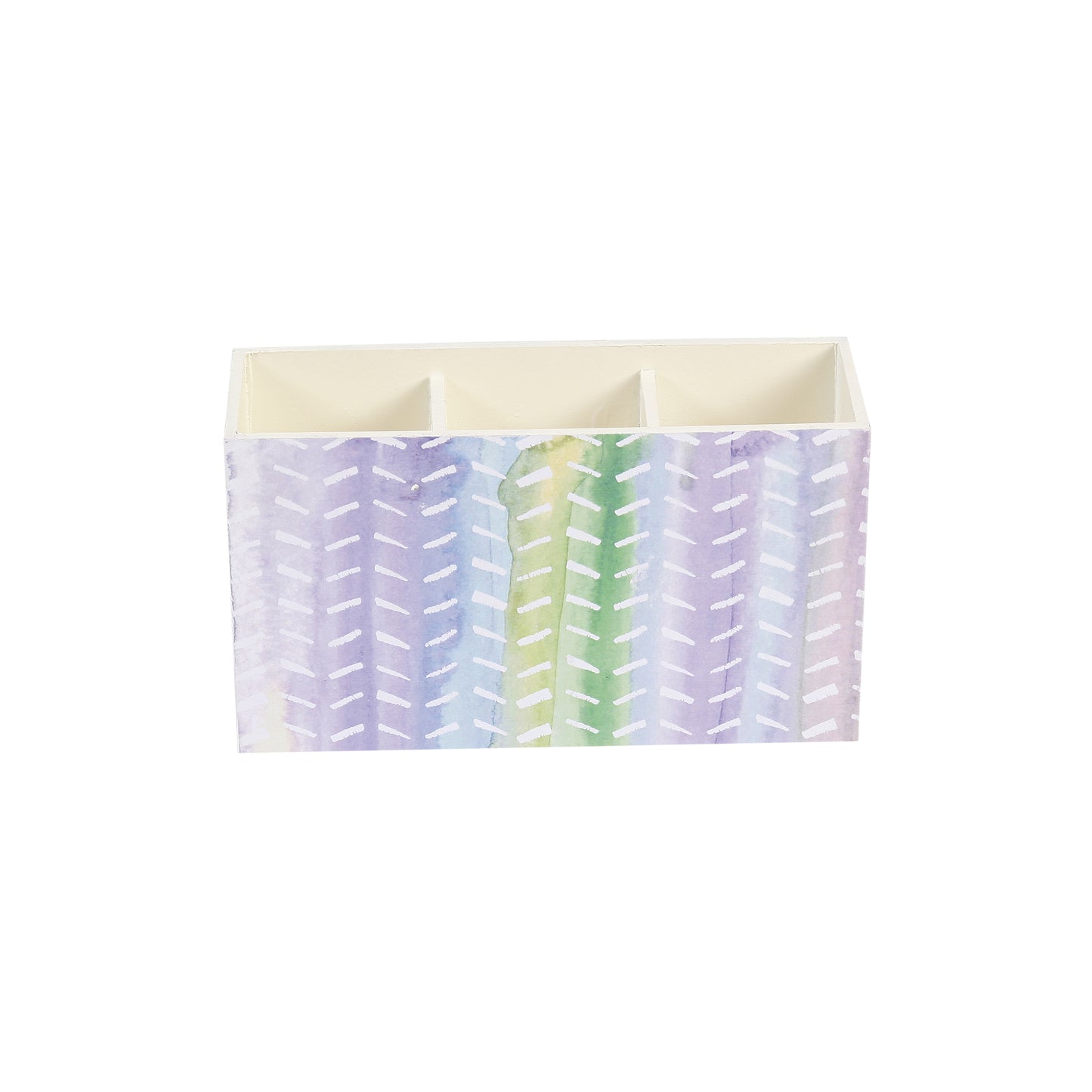 A Tiny Mistake Pastel Leaves Wooden Cutlery Holder, 18 x 10 x 6.5 cm