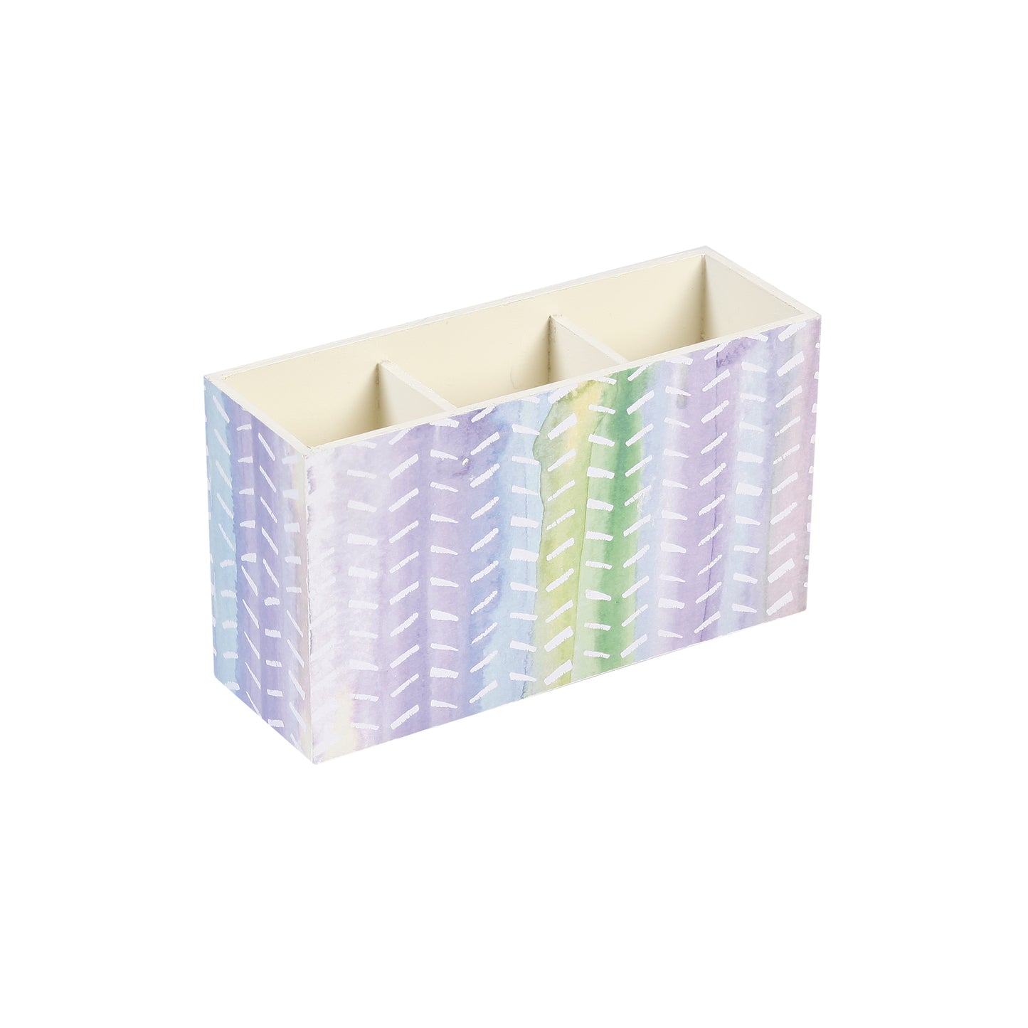 A Tiny Mistake Pastel Leaves Wooden Cutlery Holder, 18 x 10 x 6.5 cm