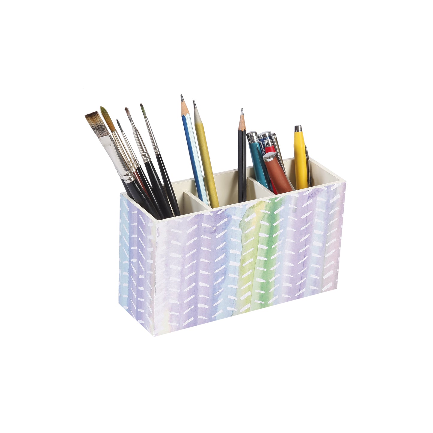 A Tiny Mistake Pastel Leaves Wooden Cutlery Holder, 18 x 10 x 6.5 cm