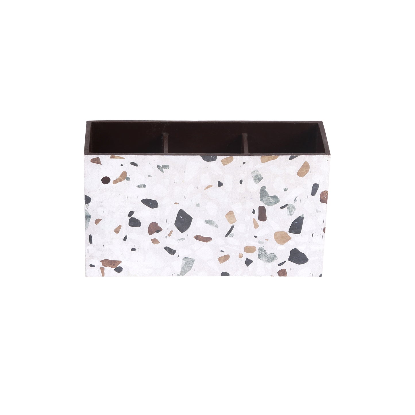 A Tiny Mistake Mosaic Wooden Cutlery Holder, 18 x 10 x 6.5 cm