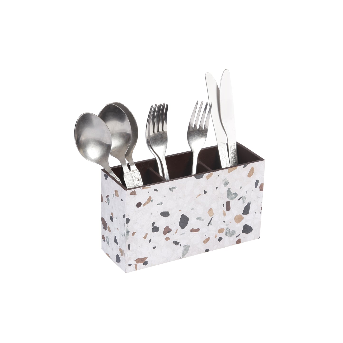 A Tiny Mistake Mosaic Wooden Cutlery Holder, 18 x 10 x 6.5 cm