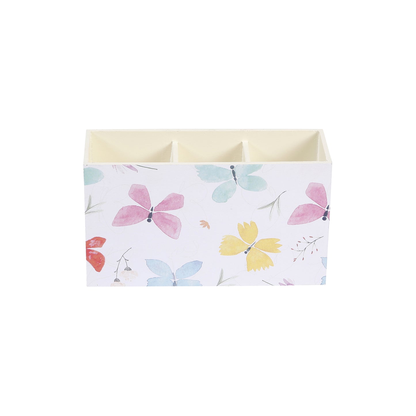 A Tiny Mistake Butterflies Wooden Cutlery Holder, 18 x 10 x 6.5 cm