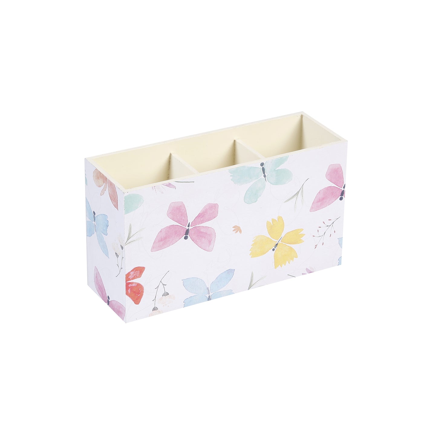 A Tiny Mistake Butterflies Wooden Cutlery Holder, 18 x 10 x 6.5 cm