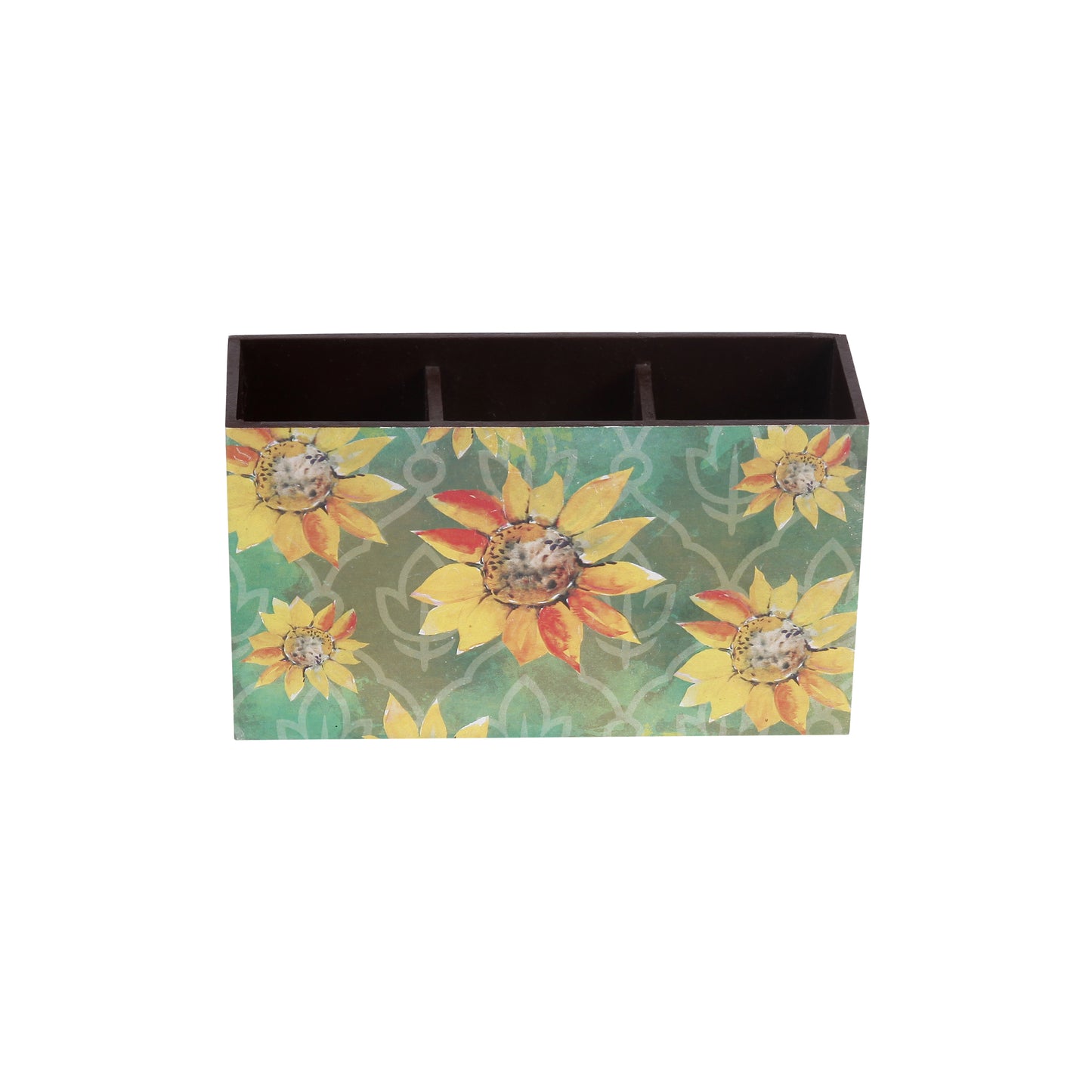 A Tiny Mistake Sunflowers Wooden Cutlery Holder, 18 x 10 x 6.5 cm