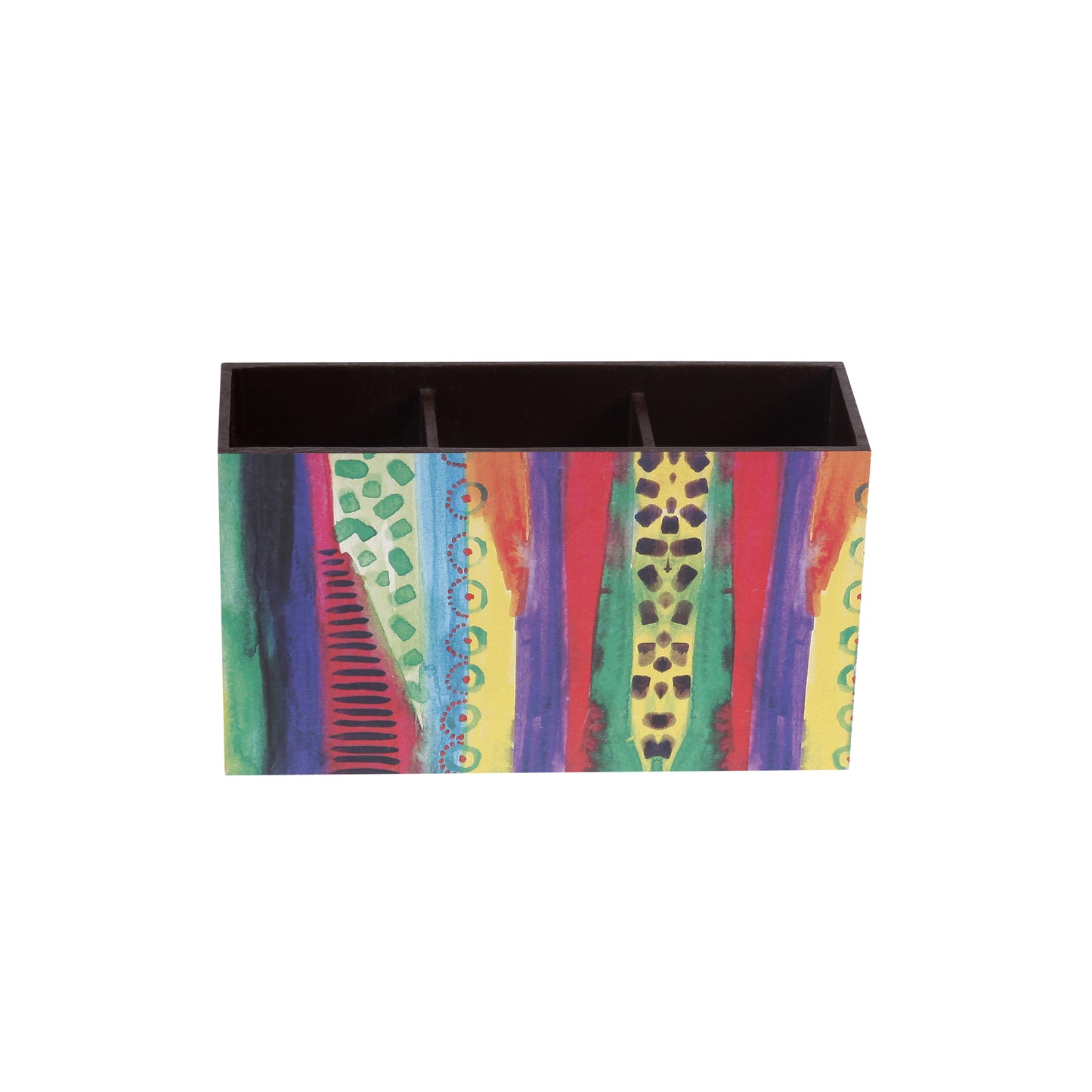 A Tiny Mistake Abstract Lines Wooden Cutlery Holder, 18 x 10 x 6.5 cm