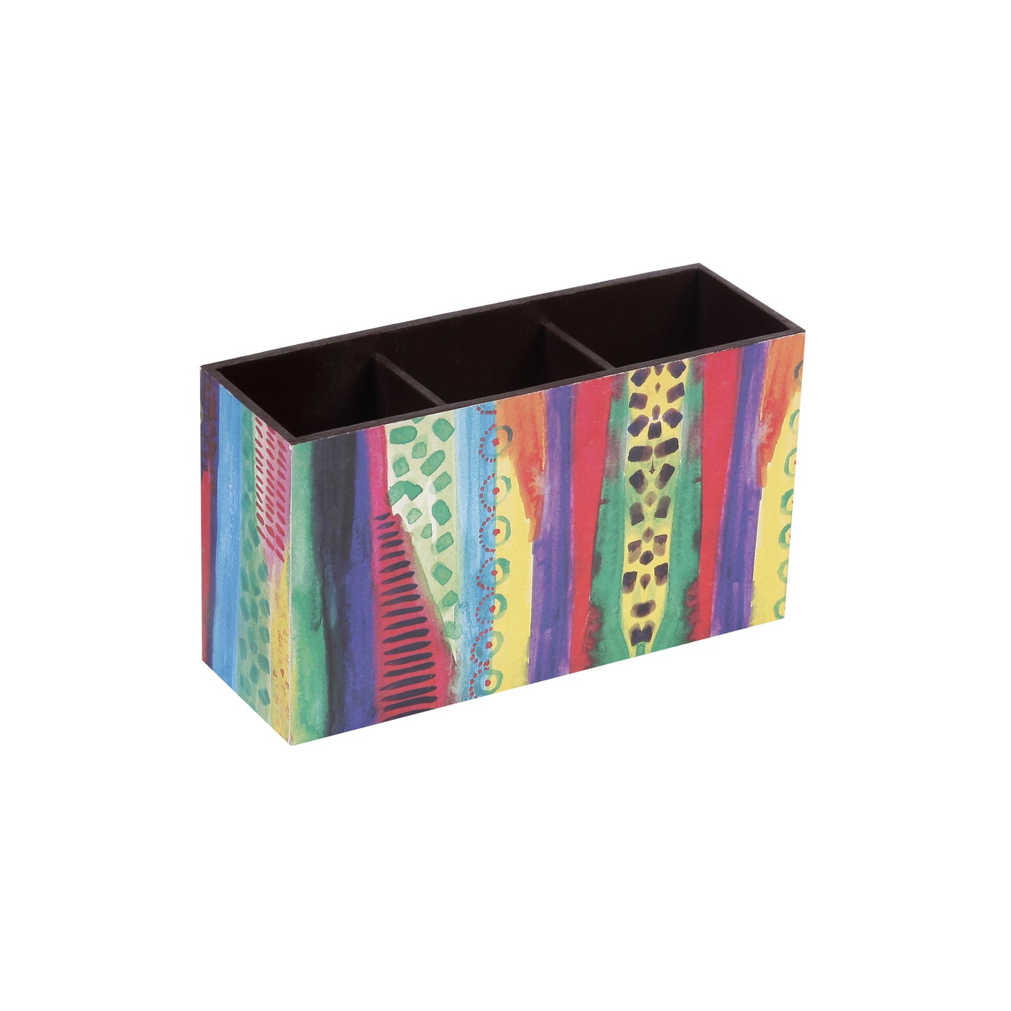 A Tiny Mistake Abstract Lines Wooden Cutlery Holder, 18 x 10 x 6.5 cm