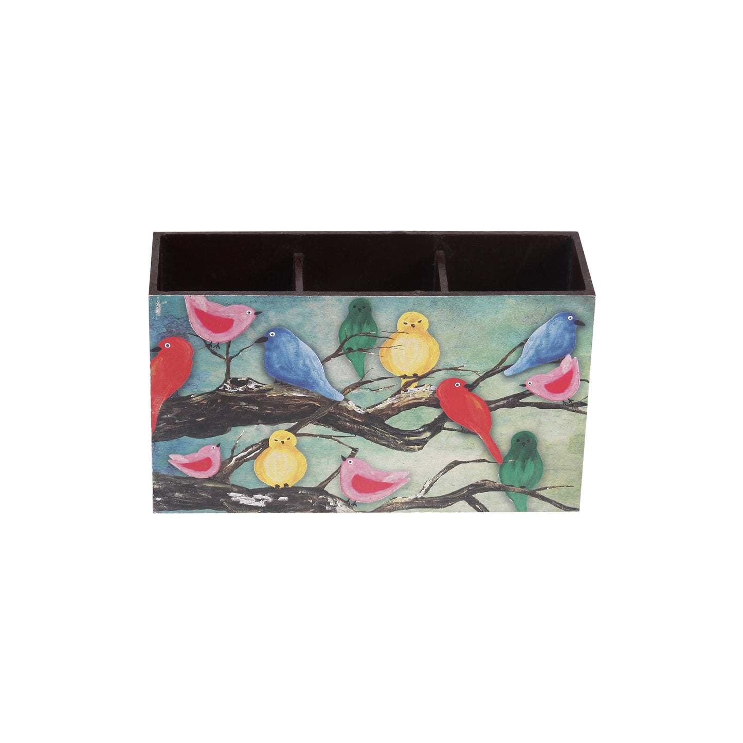 A Tiny Mistake Birds on a Branch Wooden Cutlery Holder, 18 x 10 x 6.5 cm