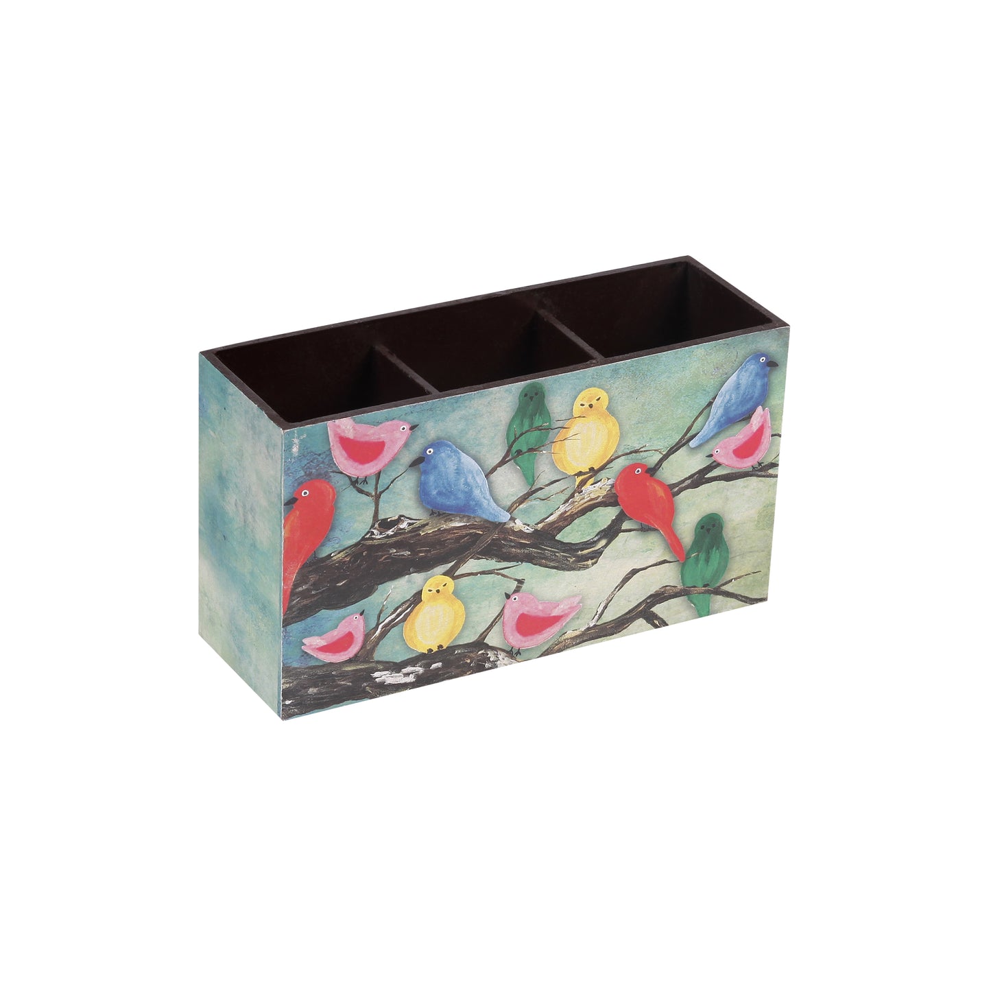 A Tiny Mistake Birds on a Branch Wooden Cutlery Holder, 18 x 10 x 6.5 cm
