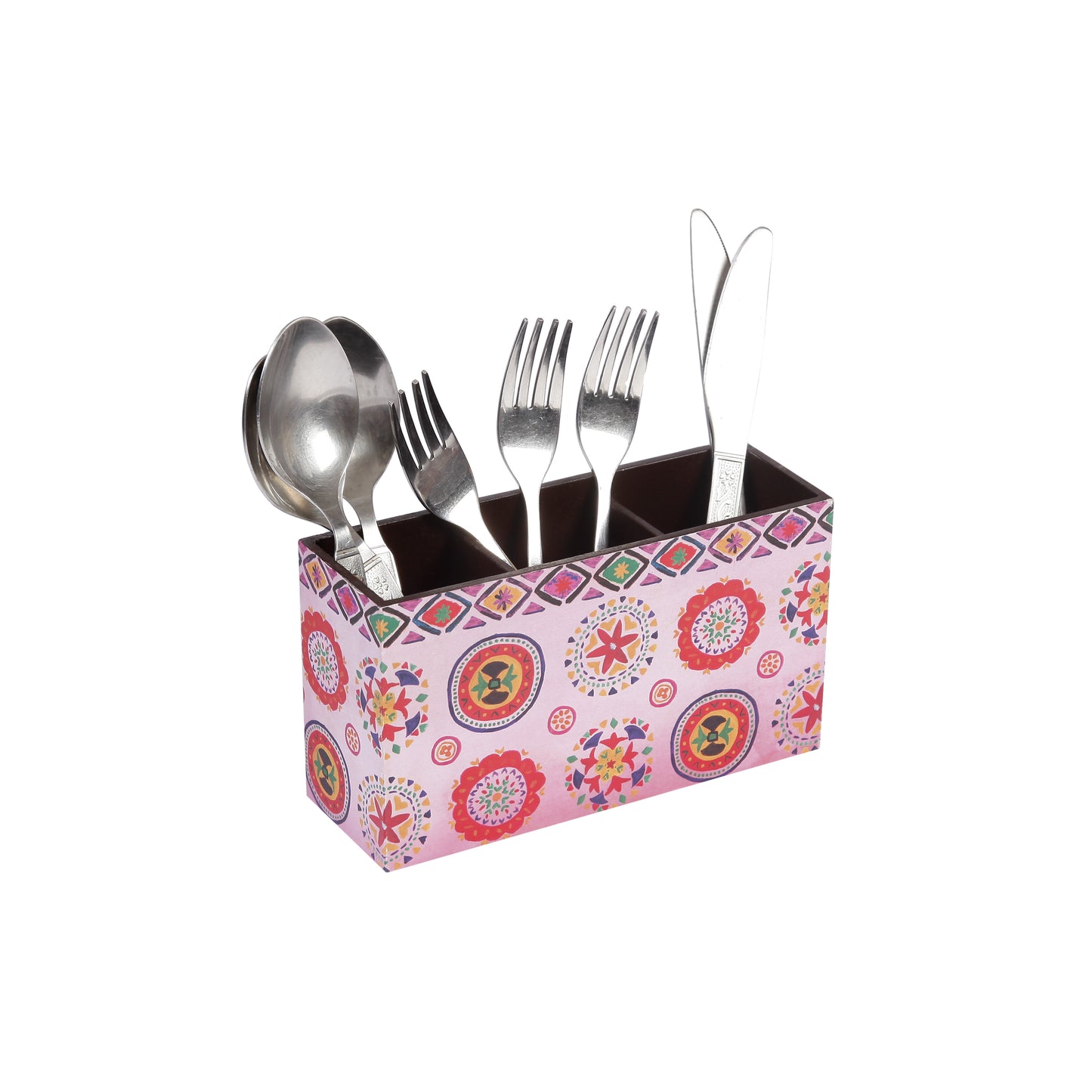 A Tiny Mistake Rangoli Wooden Cutlery Holder, 18 x 10 x 6.5 cm