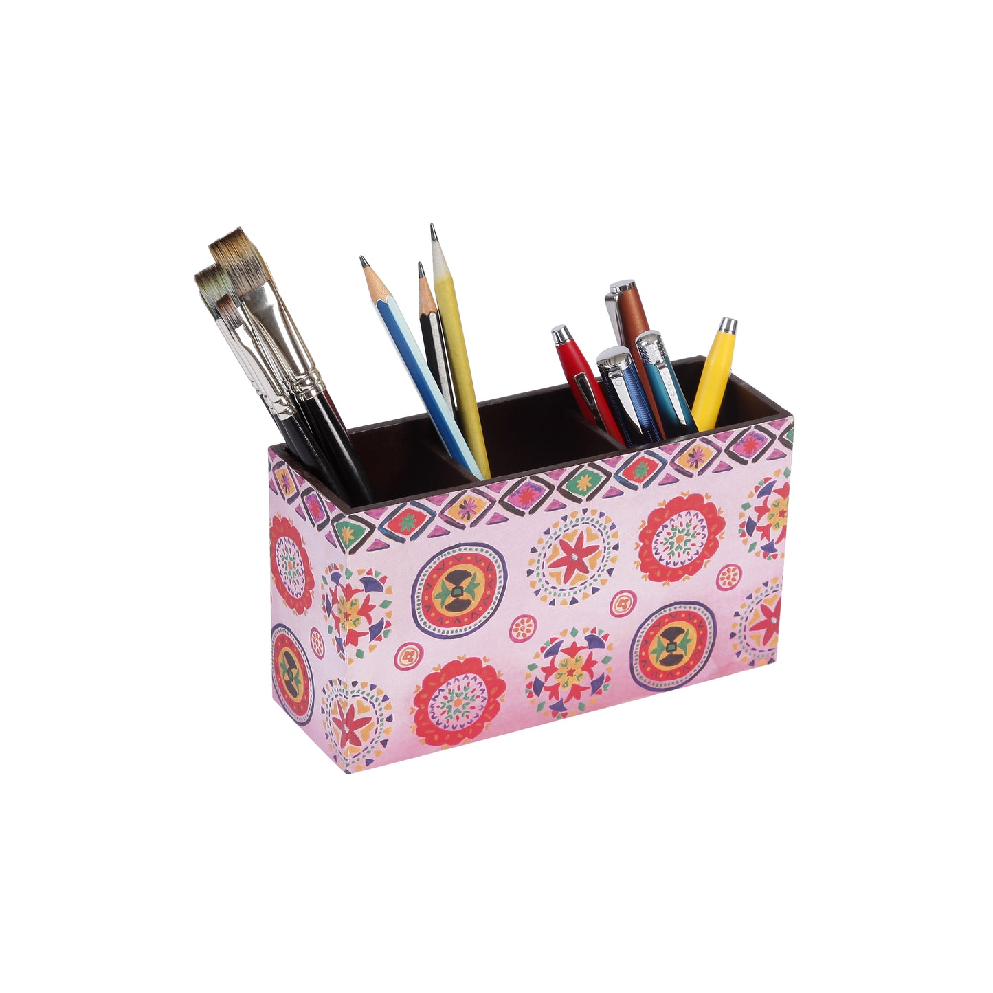 A Tiny Mistake Rangoli Wooden Cutlery Holder, 18 x 10 x 6.5 cm