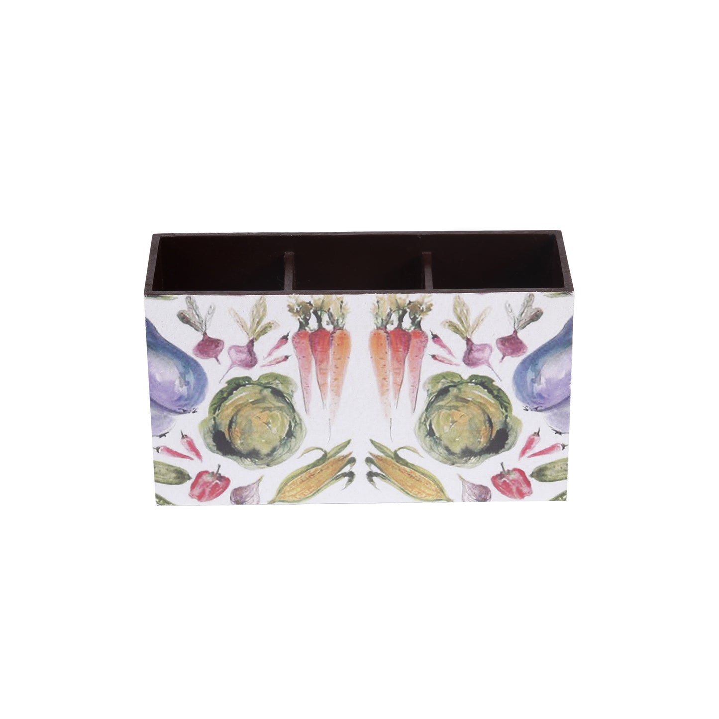 A Tiny Mistake Vegetables Wooden Cutlery Holder, 18 x 10 x 6.5 cm