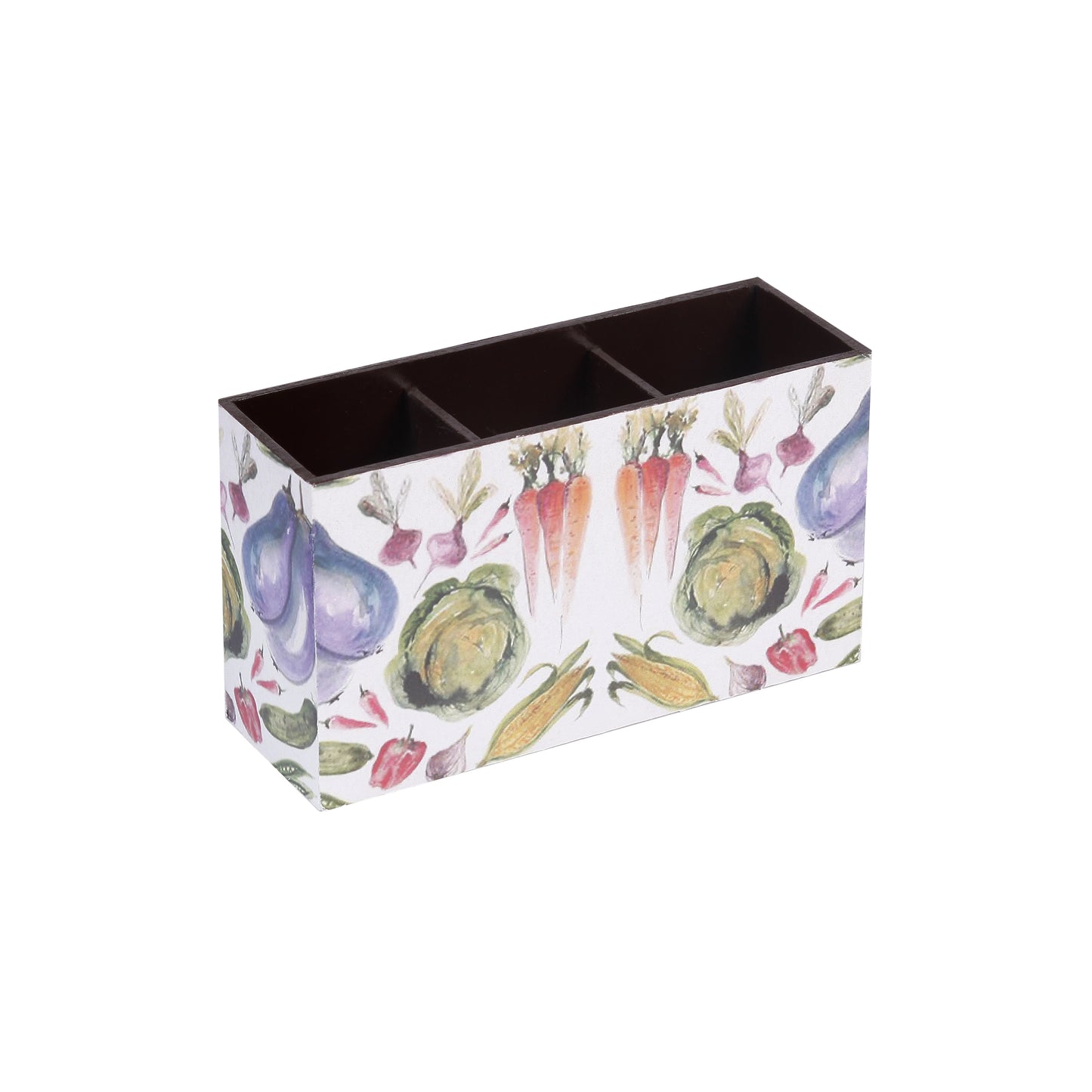 A Tiny Mistake Vegetables Wooden Cutlery Holder, 18 x 10 x 6.5 cm