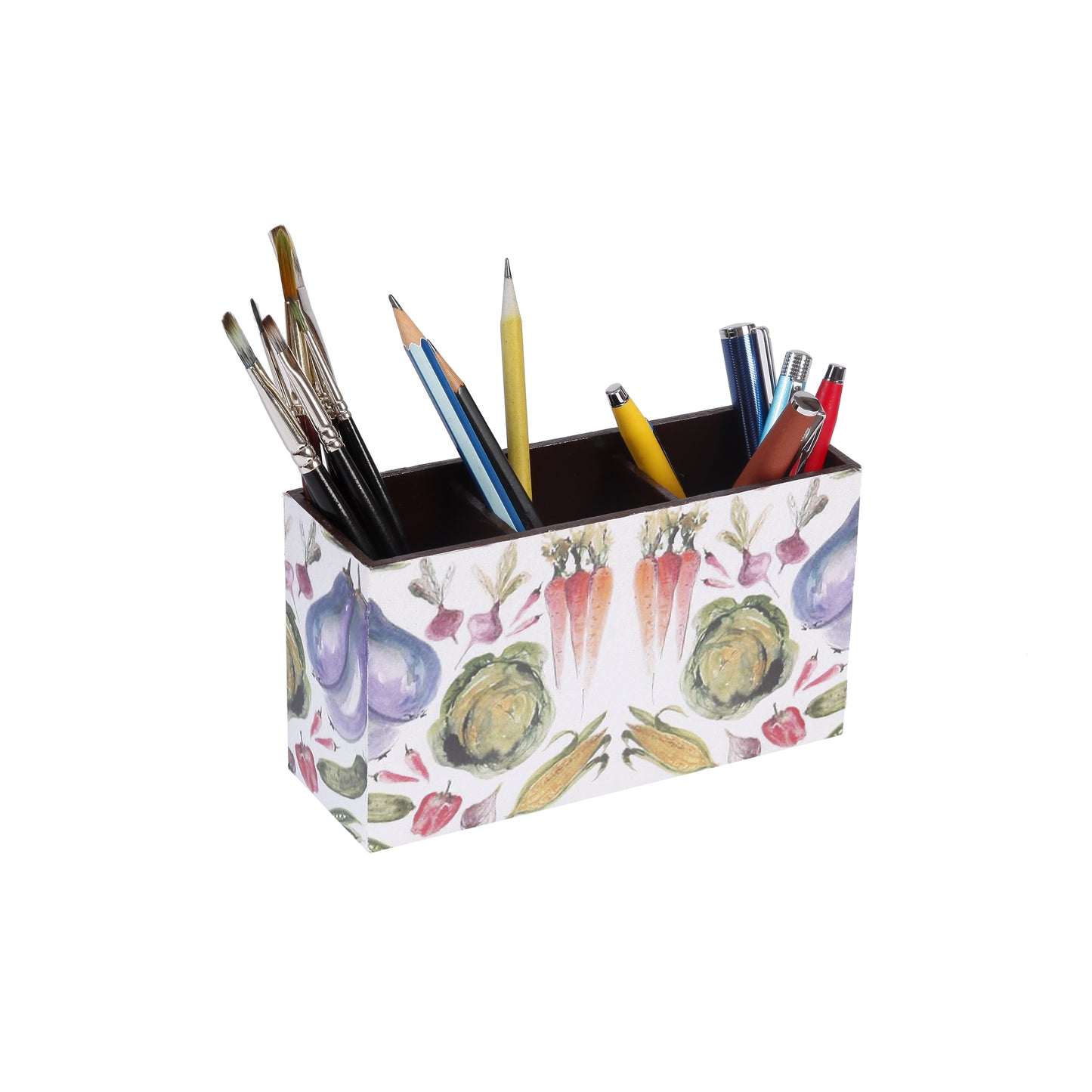 A Tiny Mistake Vegetables Wooden Cutlery Holder, 18 x 10 x 6.5 cm