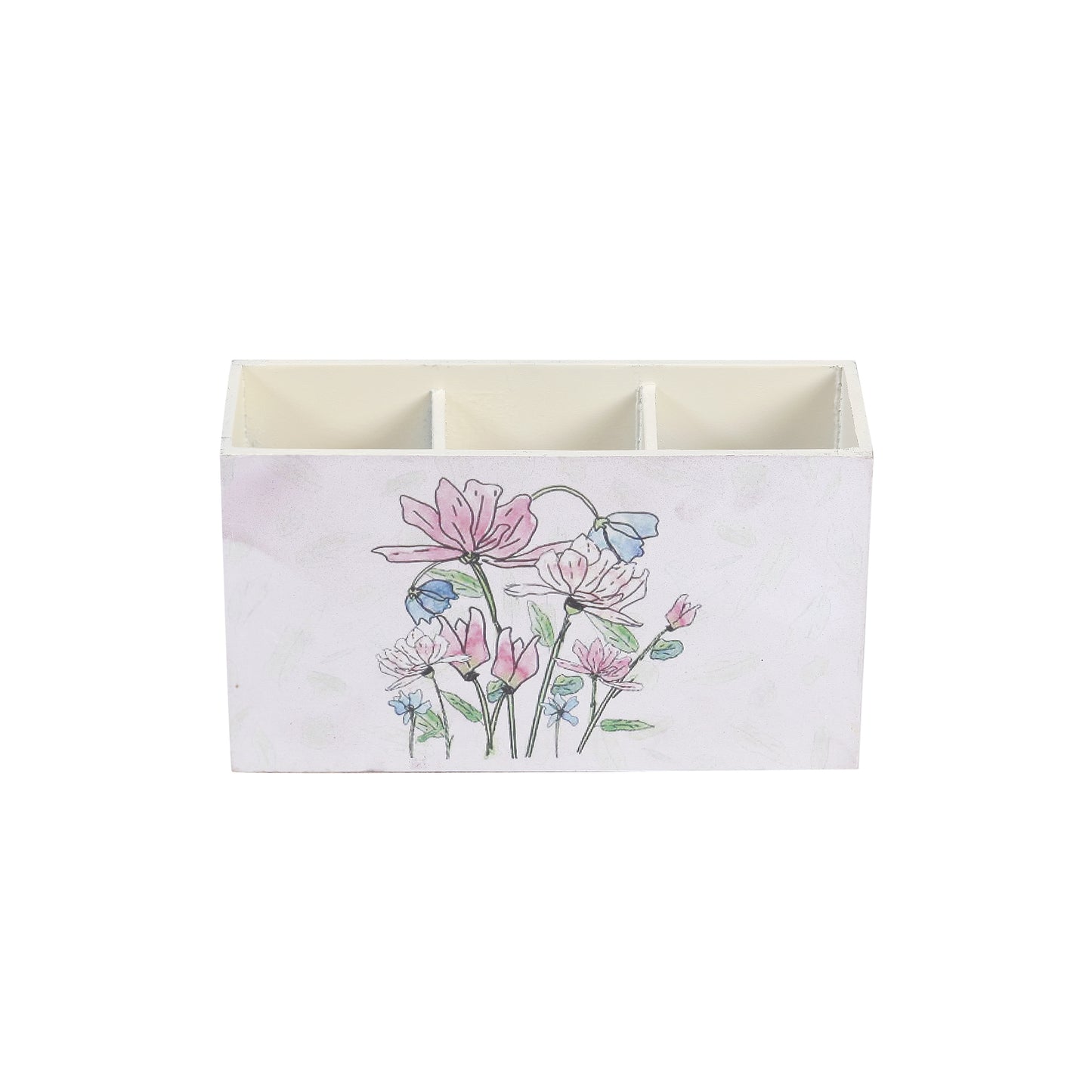 A Tiny Mistake Daisies Wooden Cutlery Holder, 18 x 10 x 6.5 cm