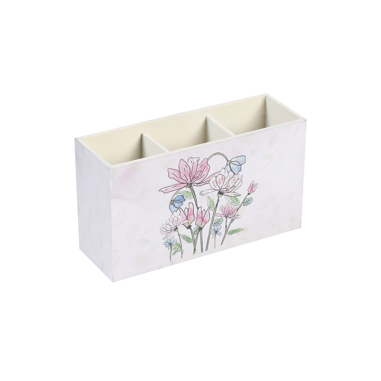 A Tiny Mistake Daisies Wooden Cutlery Holder, 18 x 10 x 6.5 cm