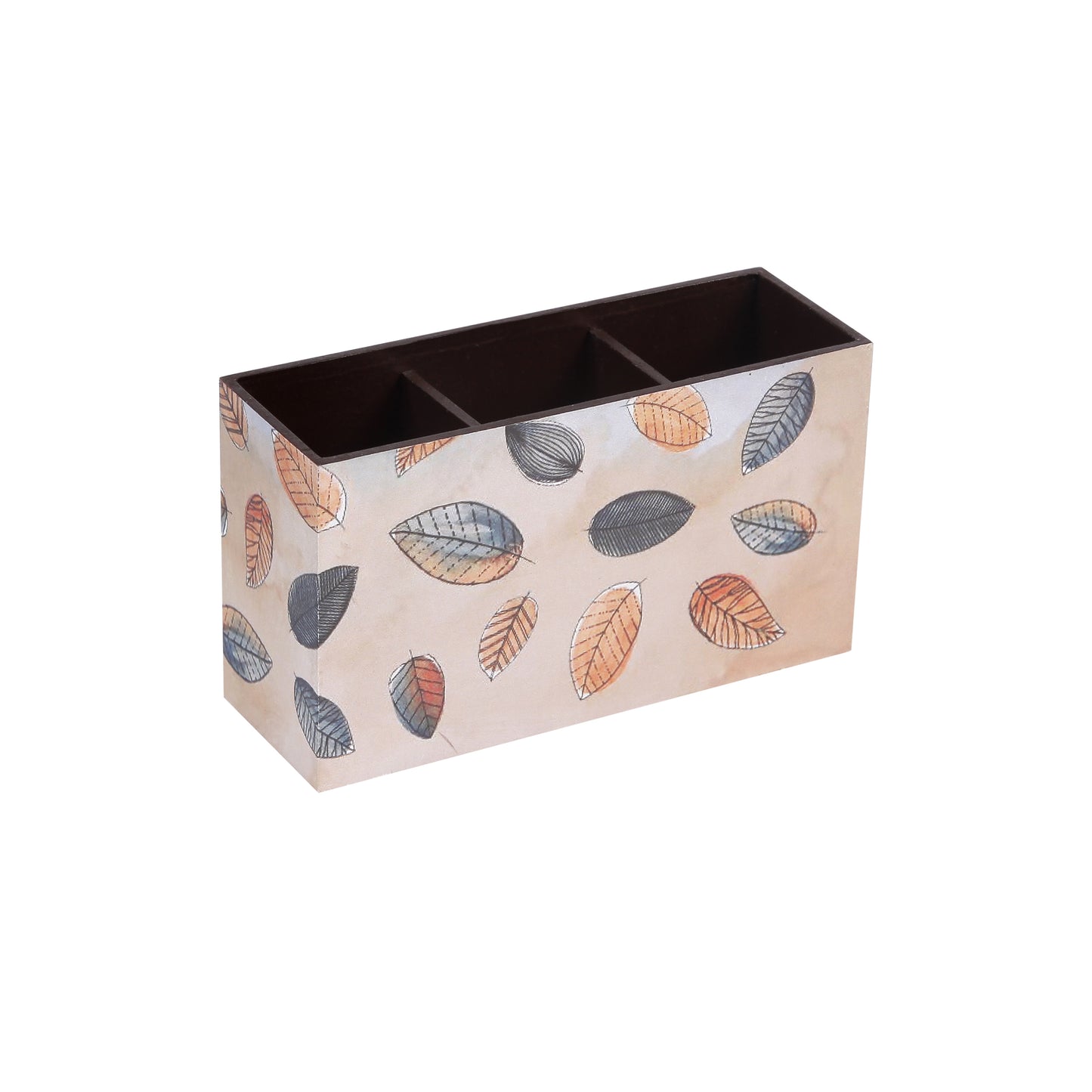 A Tiny Mistake Fall Leaves Wooden Cutlery Holder, 18 x 10 x 6.5 cm