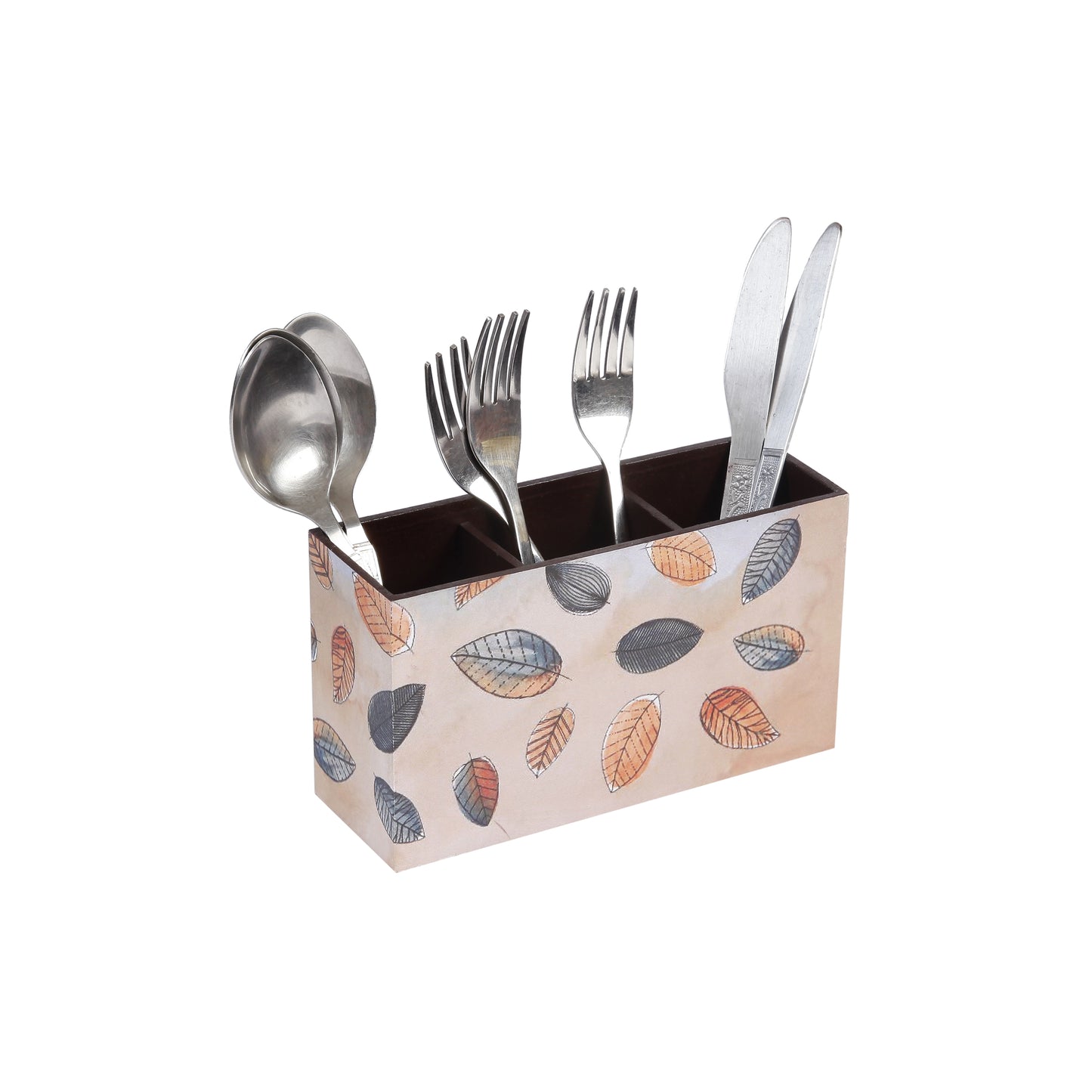 A Tiny Mistake Fall Leaves Wooden Cutlery Holder, 18 x 10 x 6.5 cm