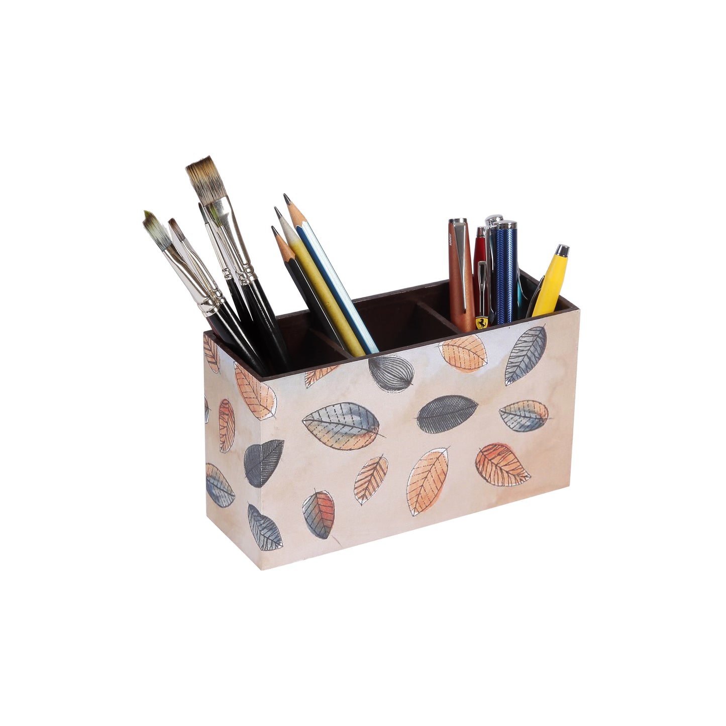 A Tiny Mistake Fall Leaves Wooden Cutlery Holder, 18 x 10 x 6.5 cm