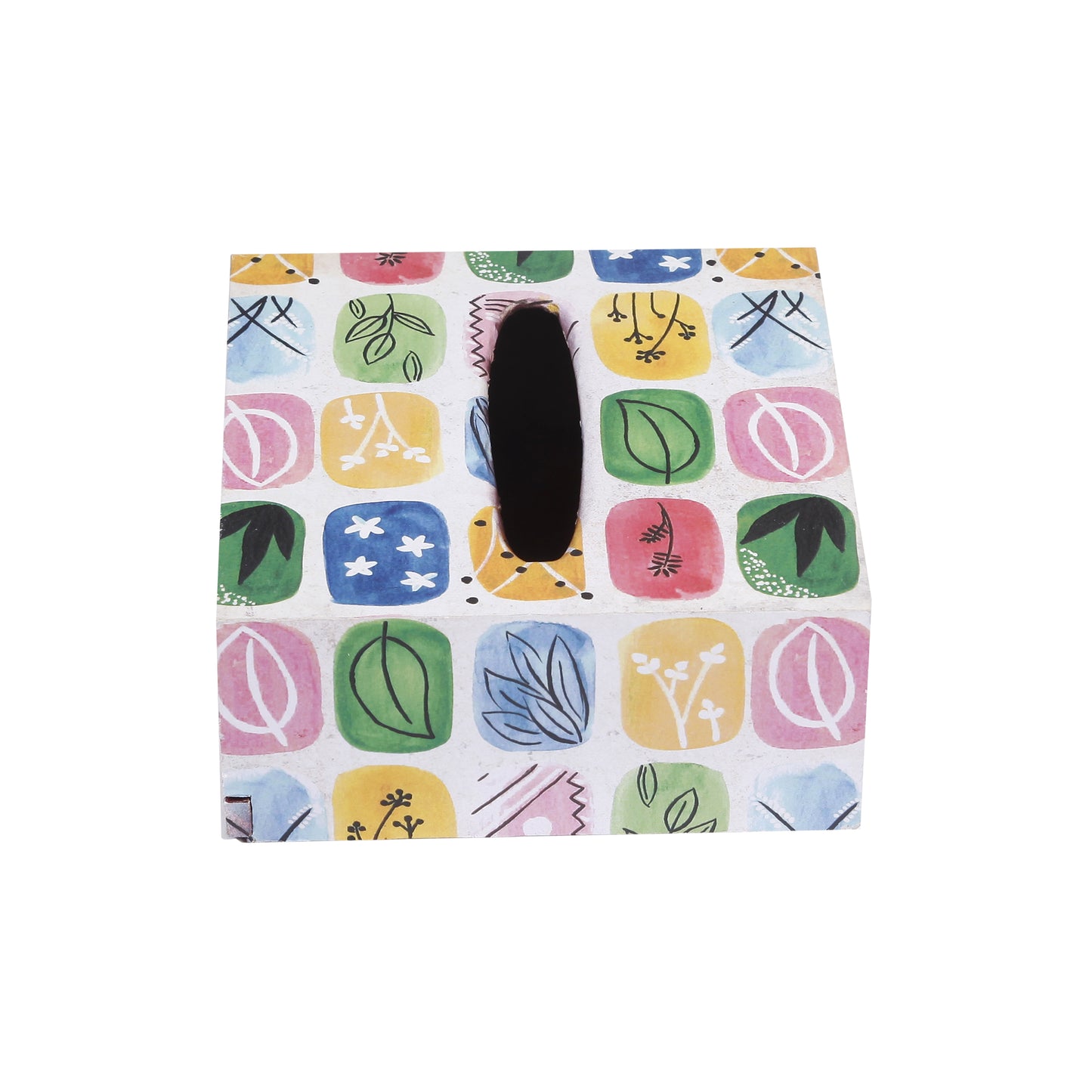 A Tiny Mistake Abstract Blocks Square Tissue Box, 18 x 18 x 7.5 cm