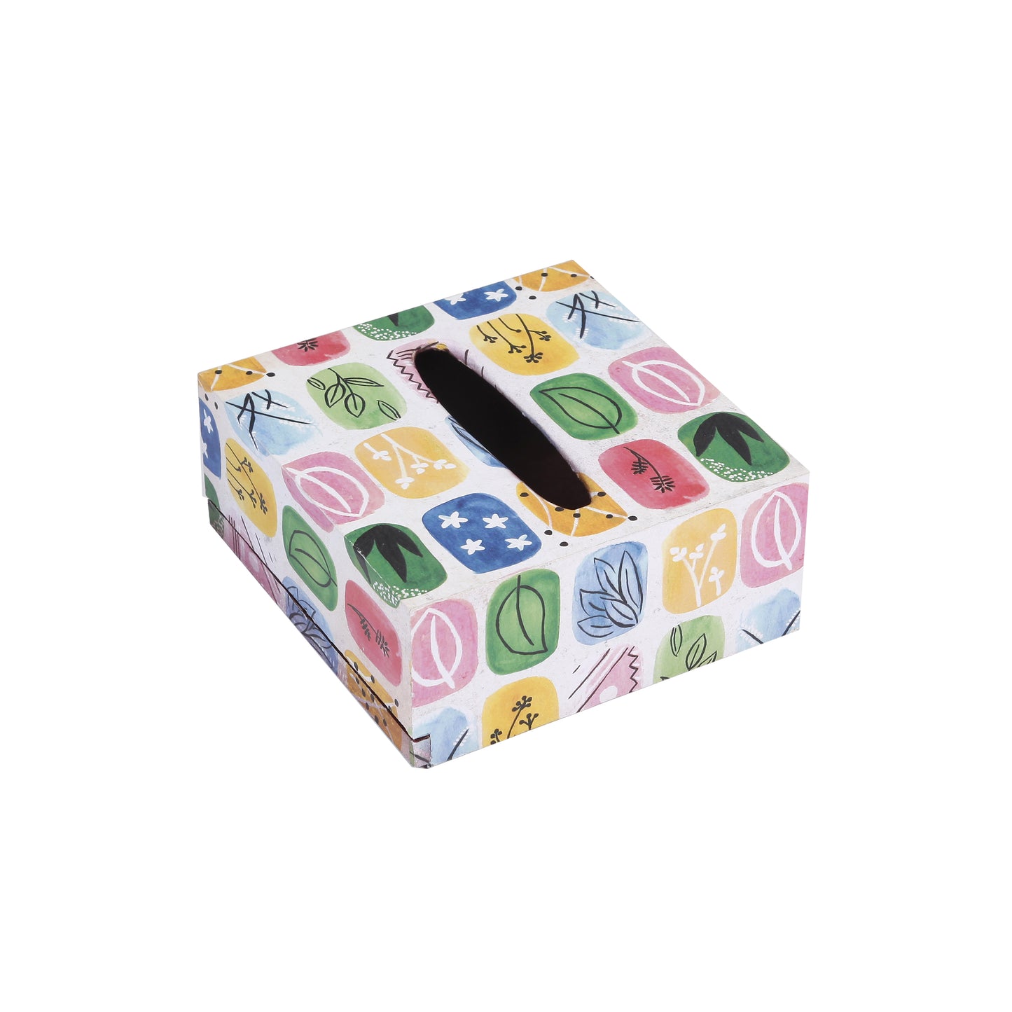 A Tiny Mistake Abstract Blocks Square Tissue Box, 18 x 18 x 7.5 cm