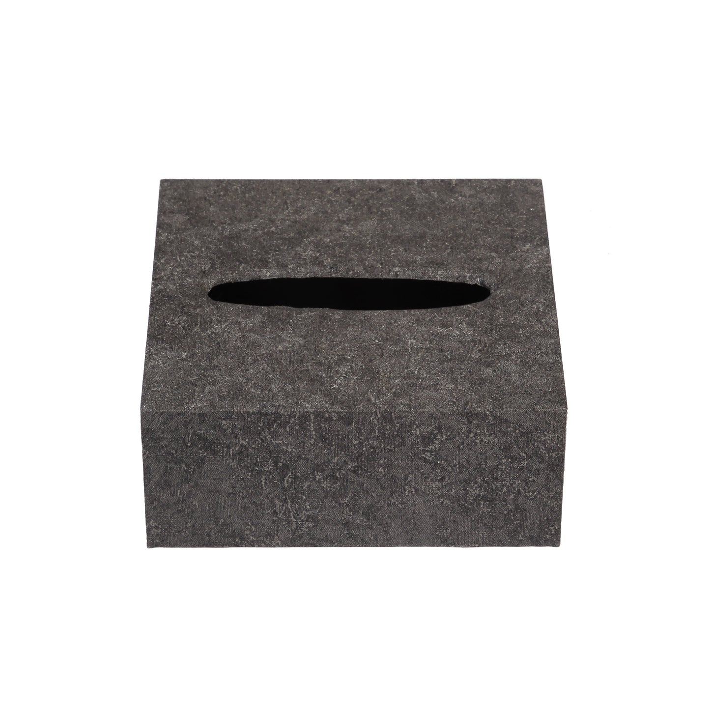 A Tiny Mistake Metallic Charcoal Square Tissue Box, 18 x 18 x 7.5 cm