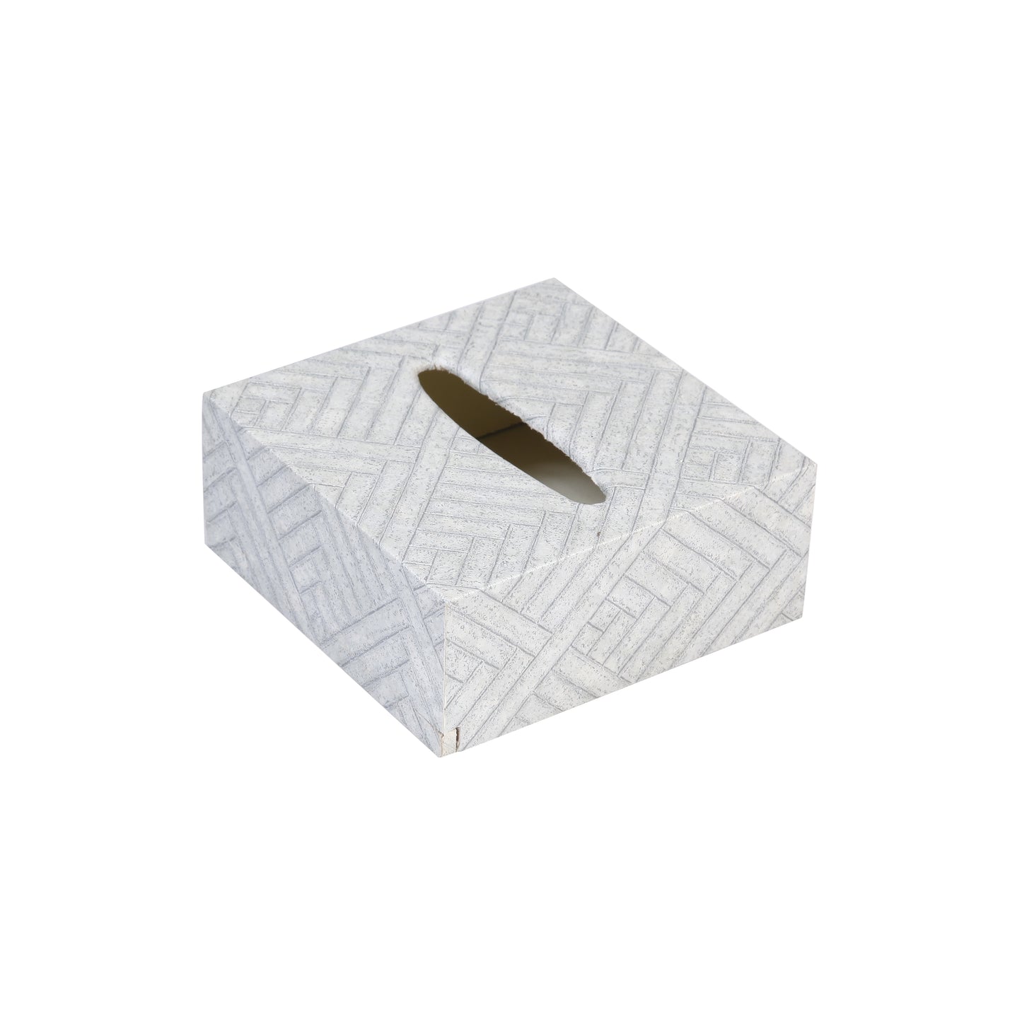A Tiny Mistake Blue Geometric Square Tissue Box, 18 x 18 x 7.5 cm
