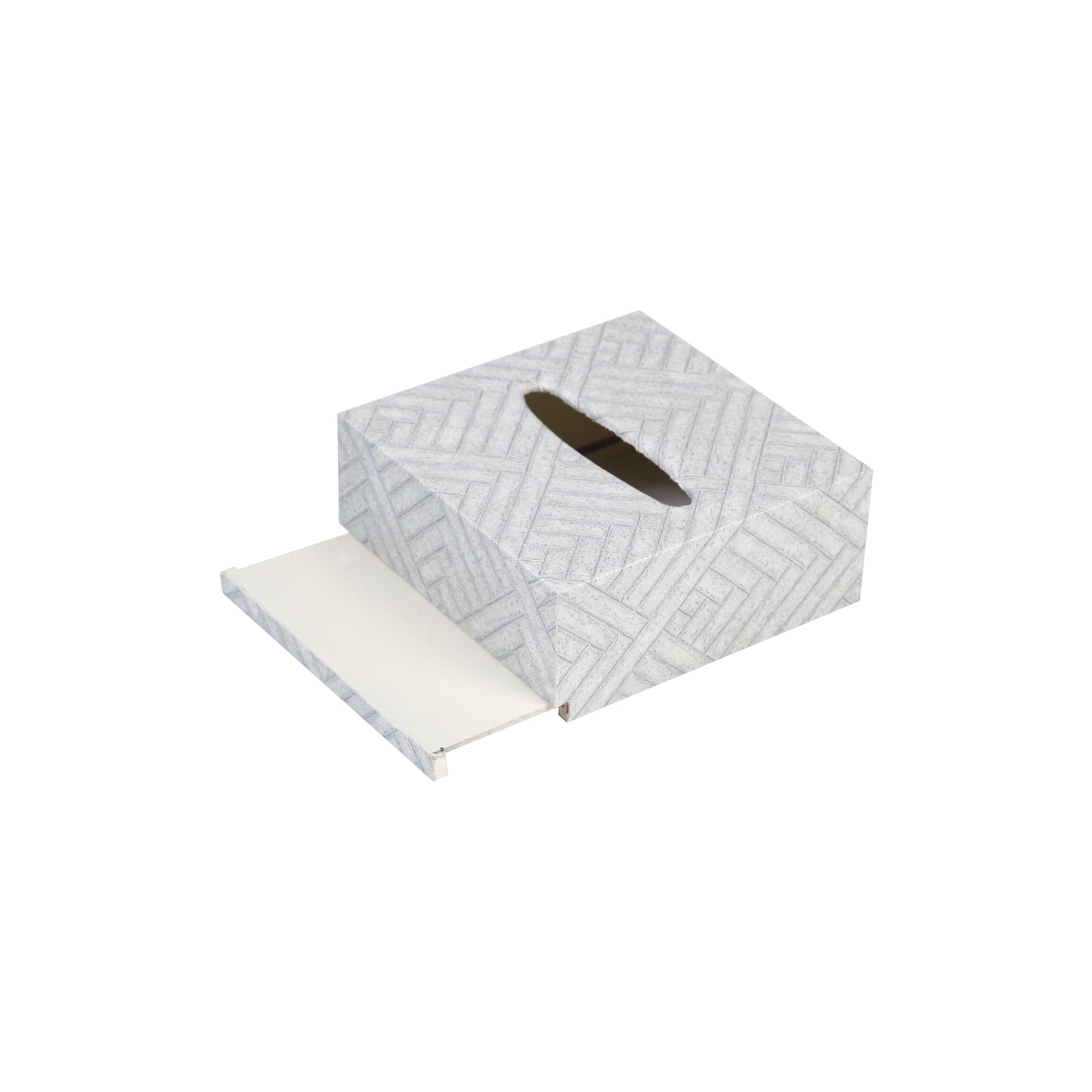 A Tiny Mistake Blue Geometric Square Tissue Box, 18 x 18 x 7.5 cm