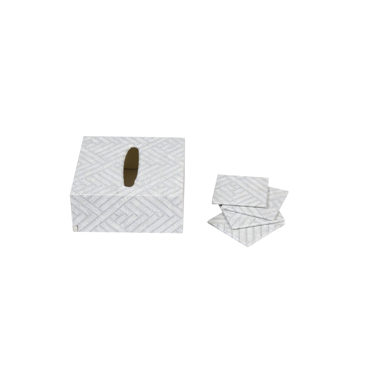 A Tiny Mistake Blue Geometric Square Tissue Box, 18 x 18 x 7.5 cm